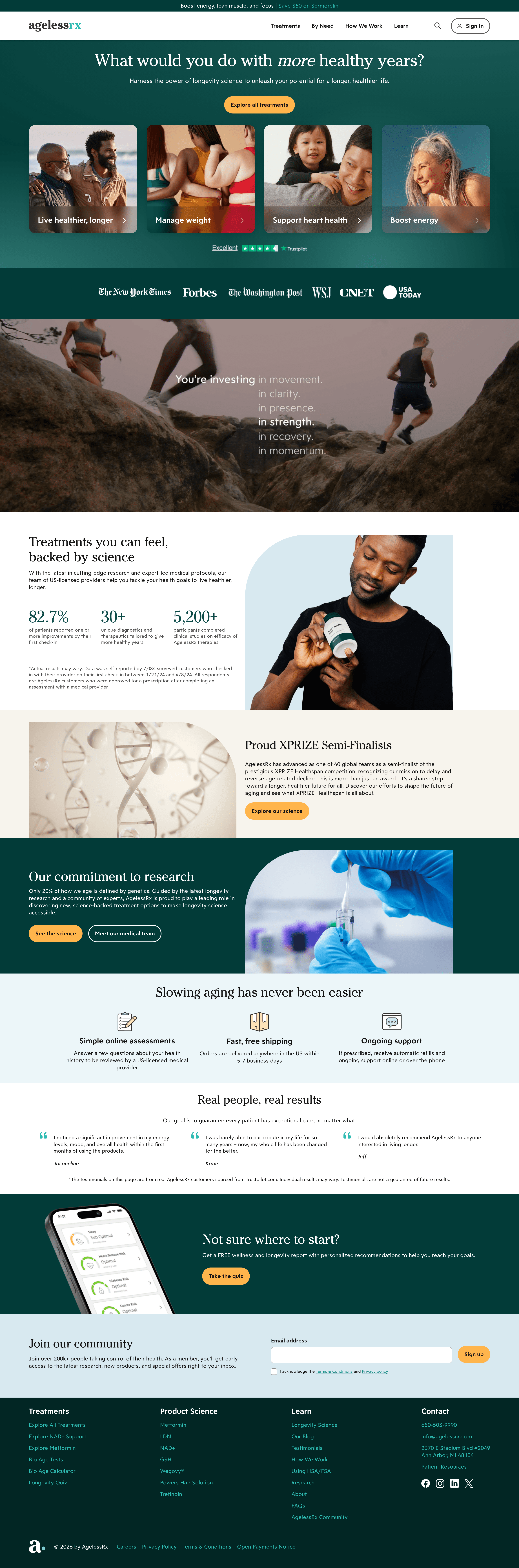Agelessrx ecommerce landing page screenshot