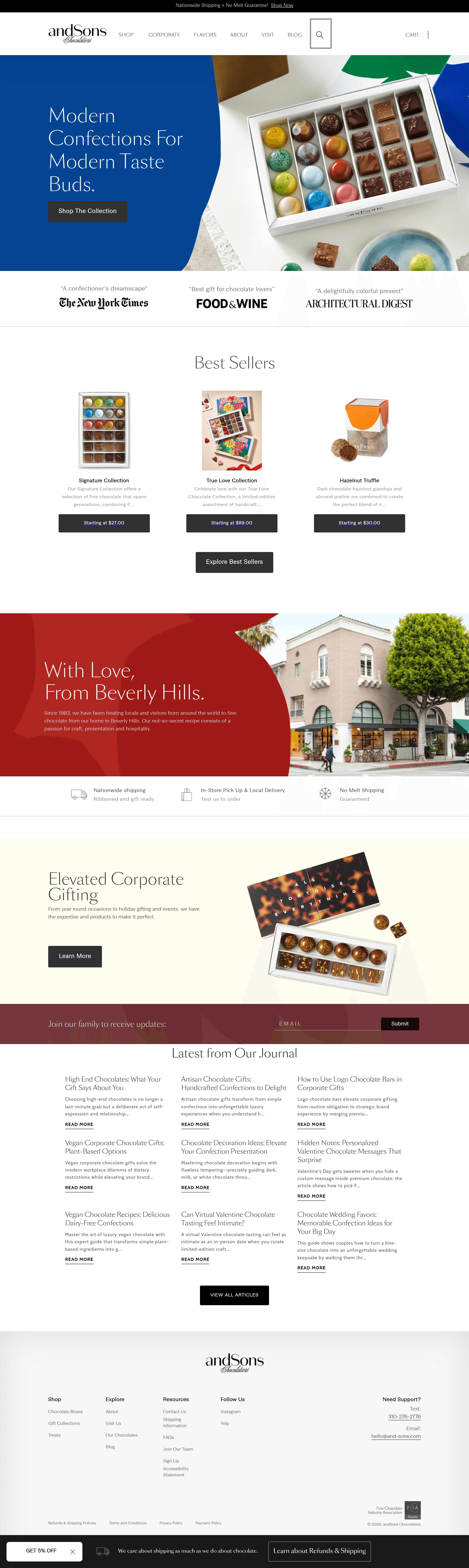 And Sons ecommerce landing page screenshot