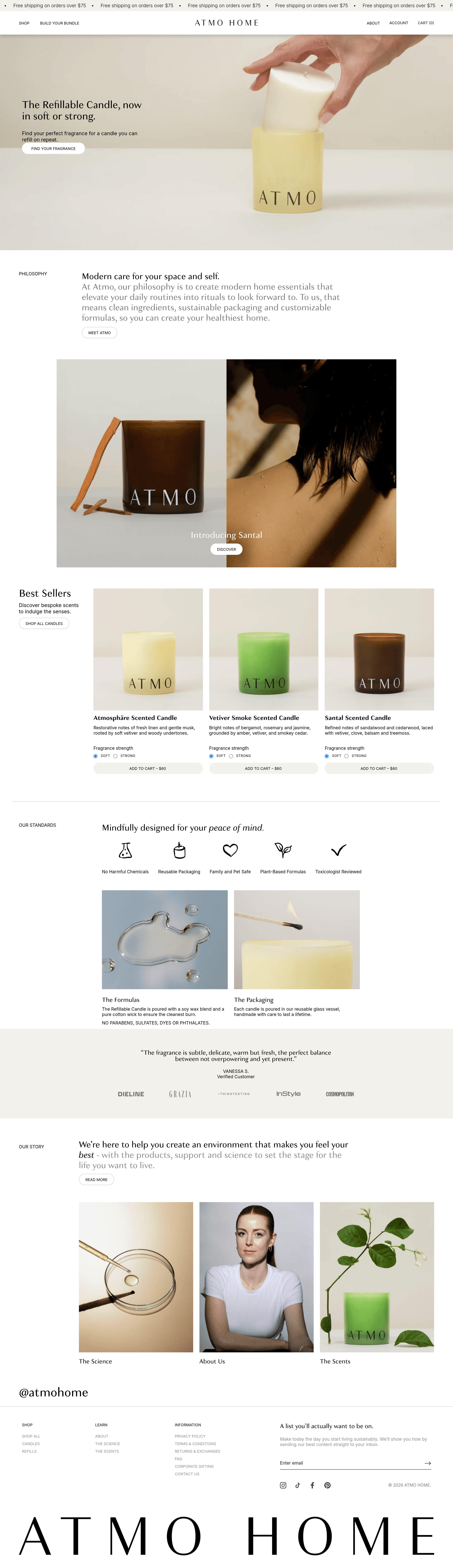 Atmo ecommerce landing page screenshot