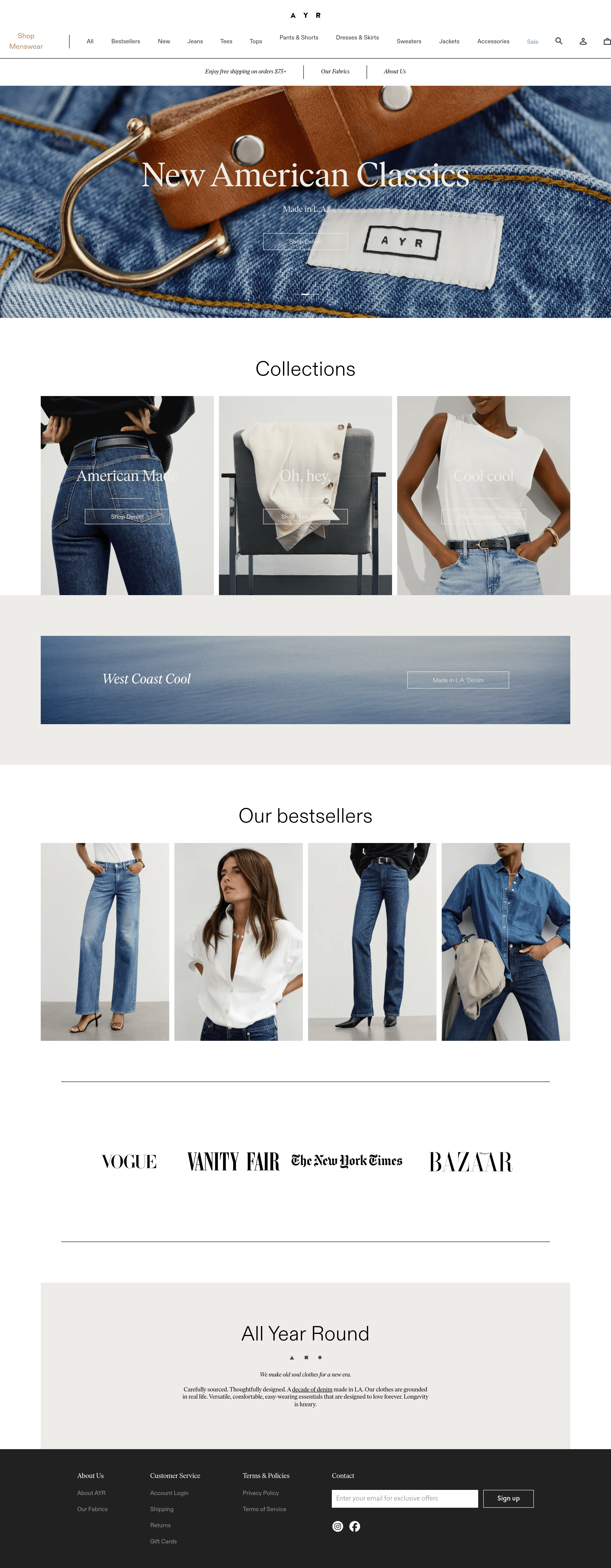 Ayr ecommerce landing page screenshot
