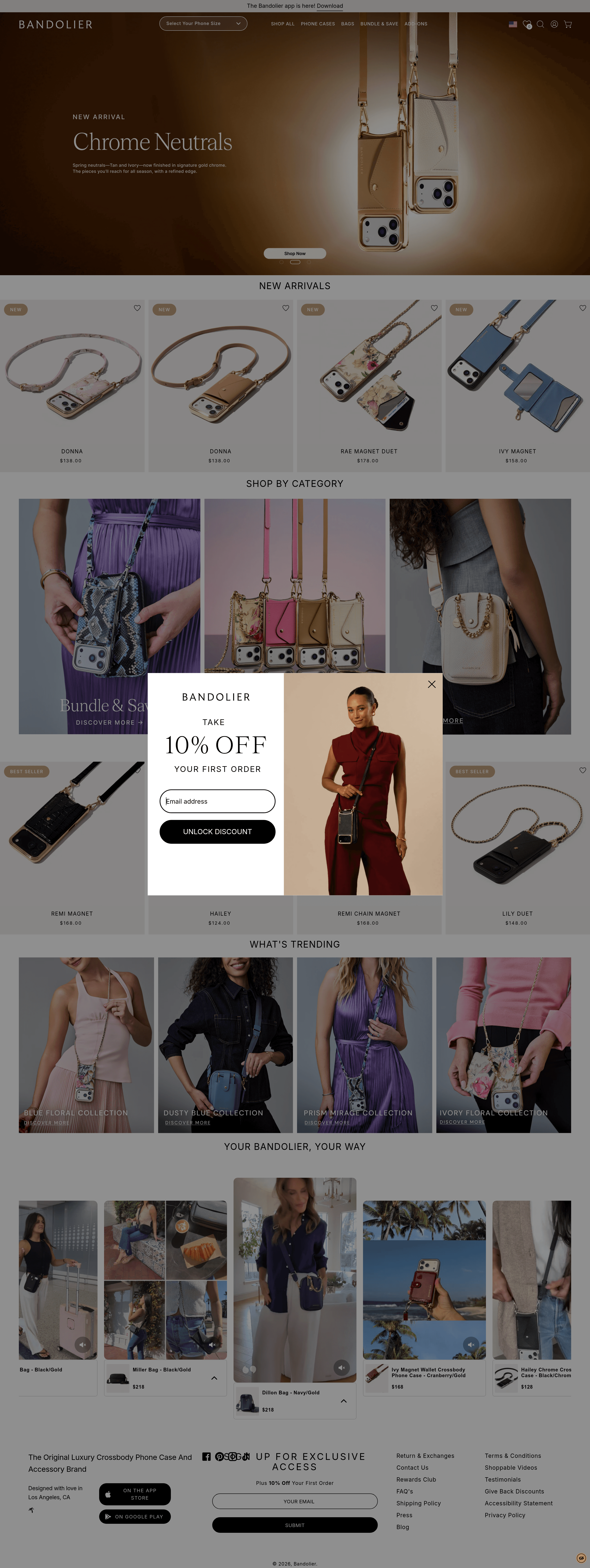 Bandolierstyle ecommerce landing page screenshot