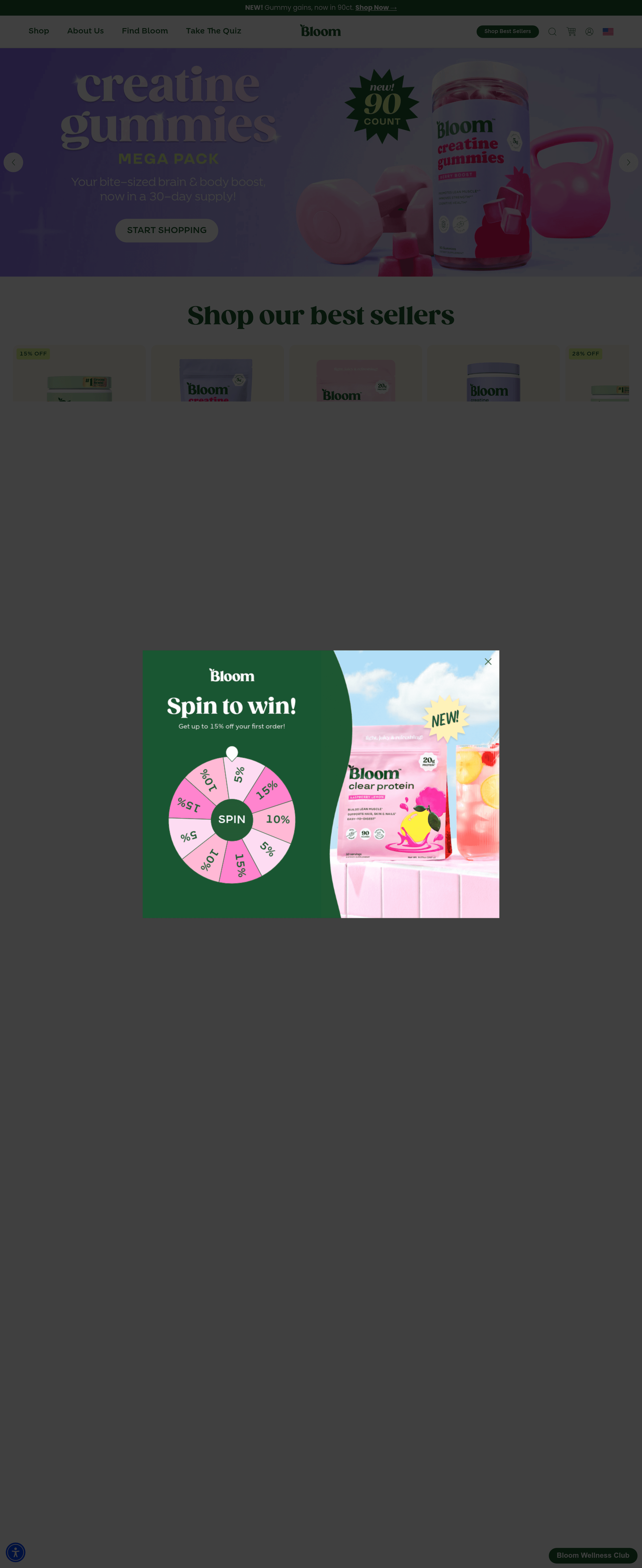 Bloom Nutrition ecommerce landing page screenshot