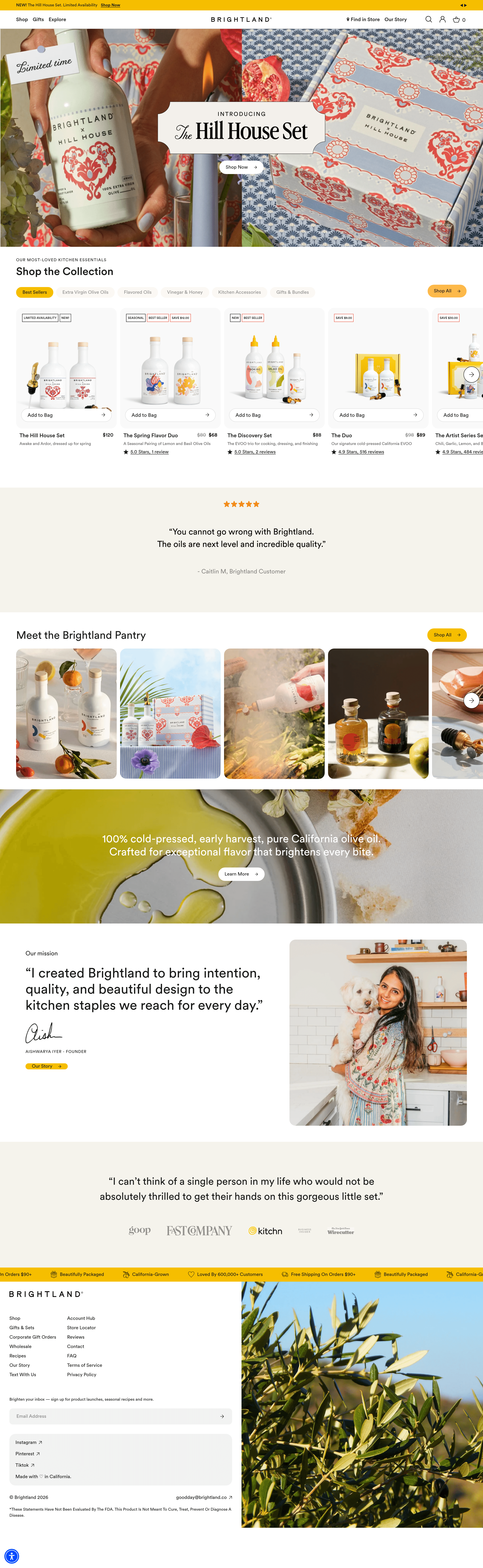 Brightland ecommerce landing page screenshot