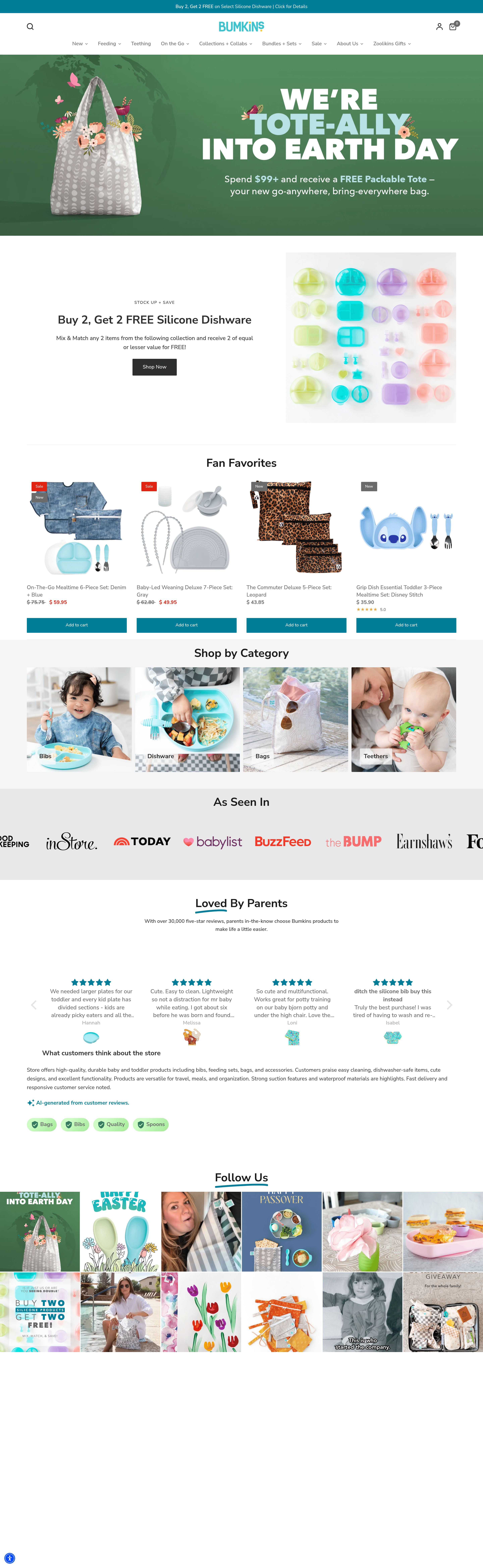 Bumkins ecommerce landing page screenshot