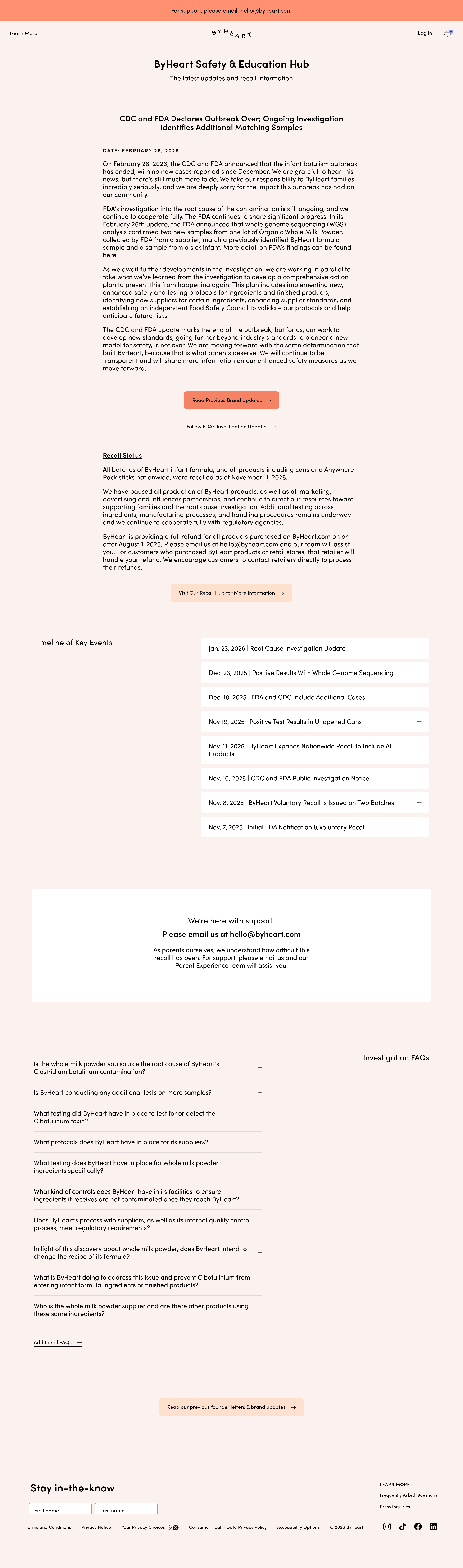 Byheart ecommerce landing page screenshot