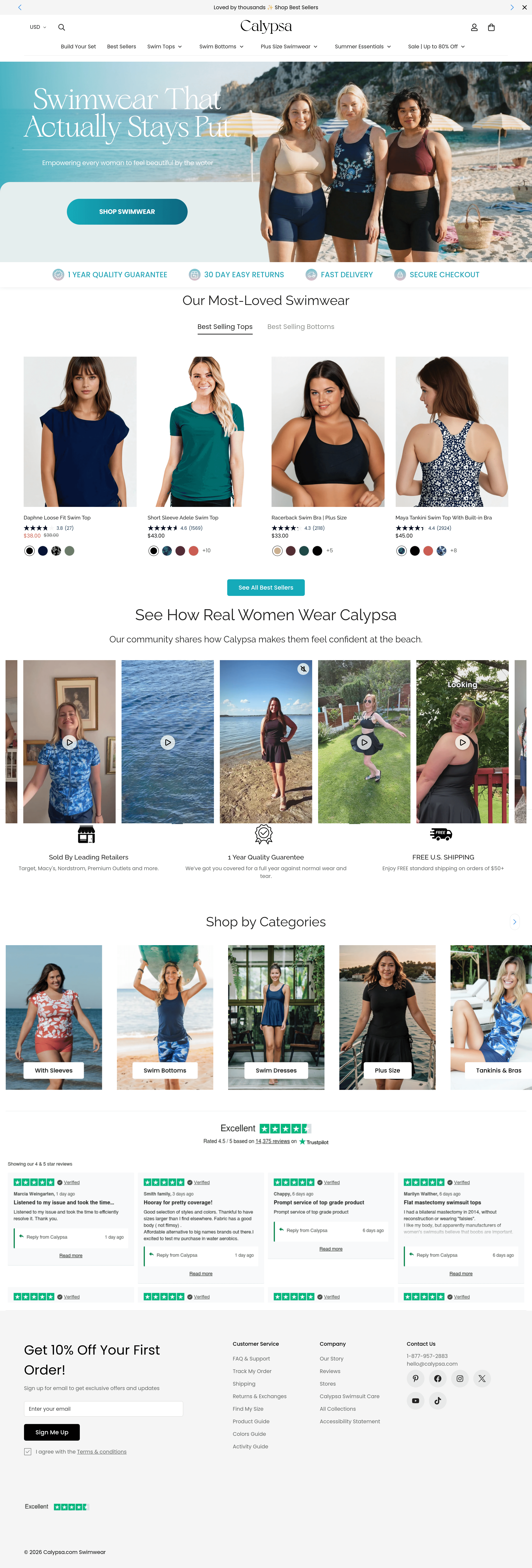 Calypsa ecommerce landing page screenshot