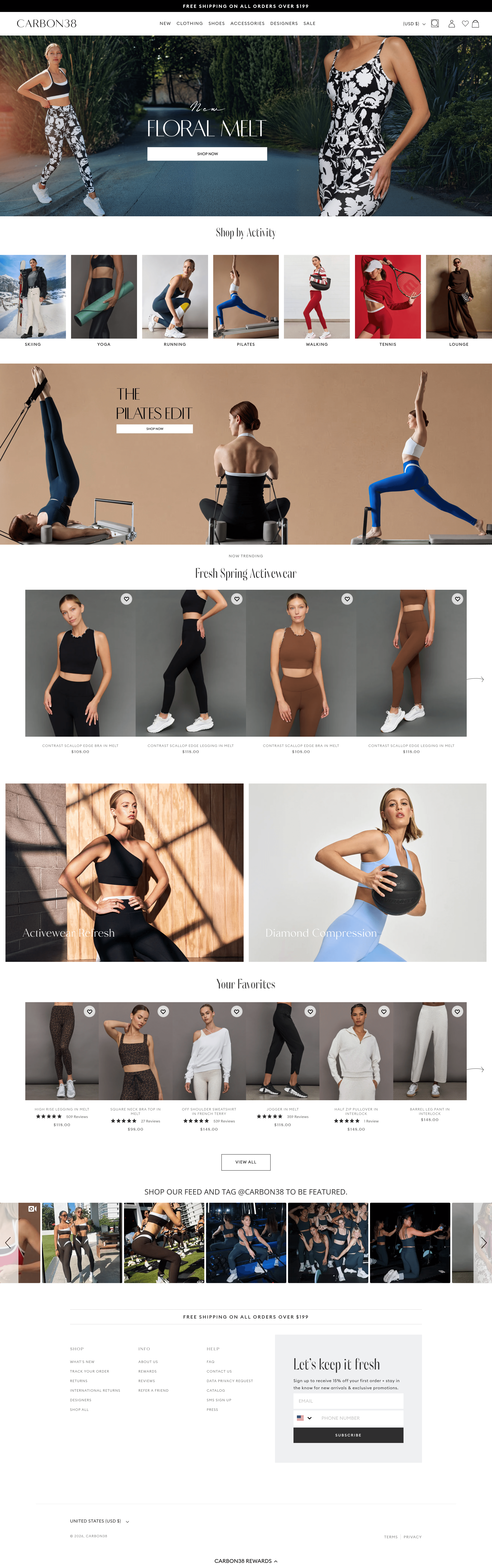 Carbon38 ecommerce landing page screenshot