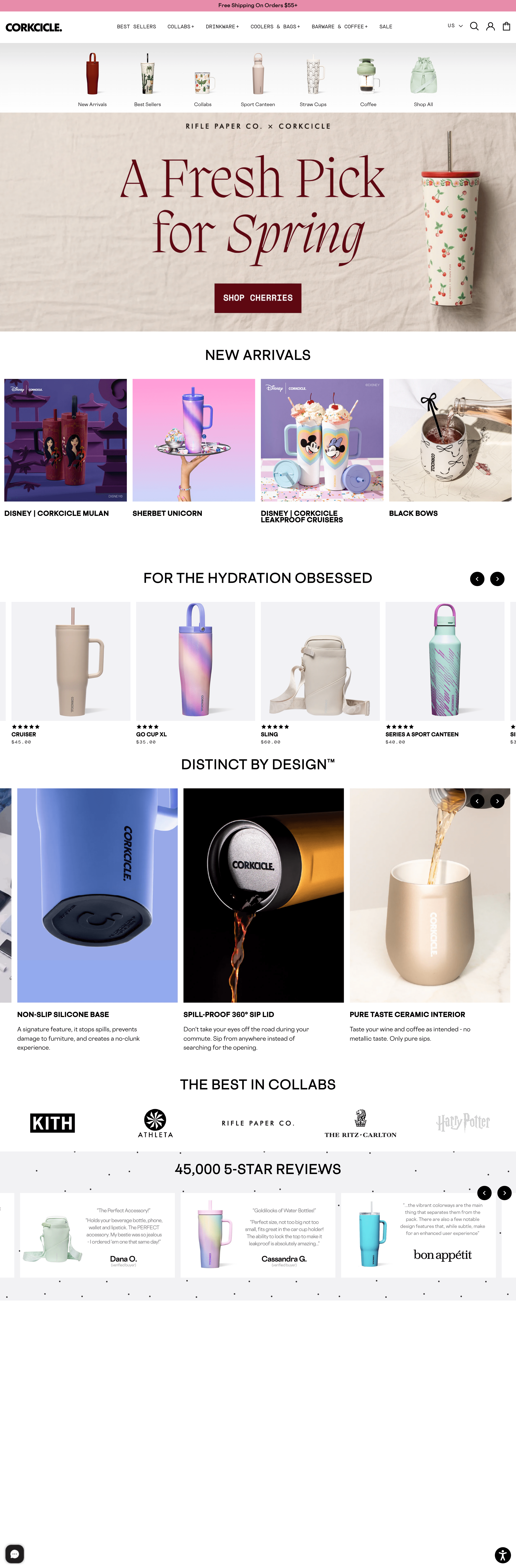 Corkcicle ecommerce landing page screenshot