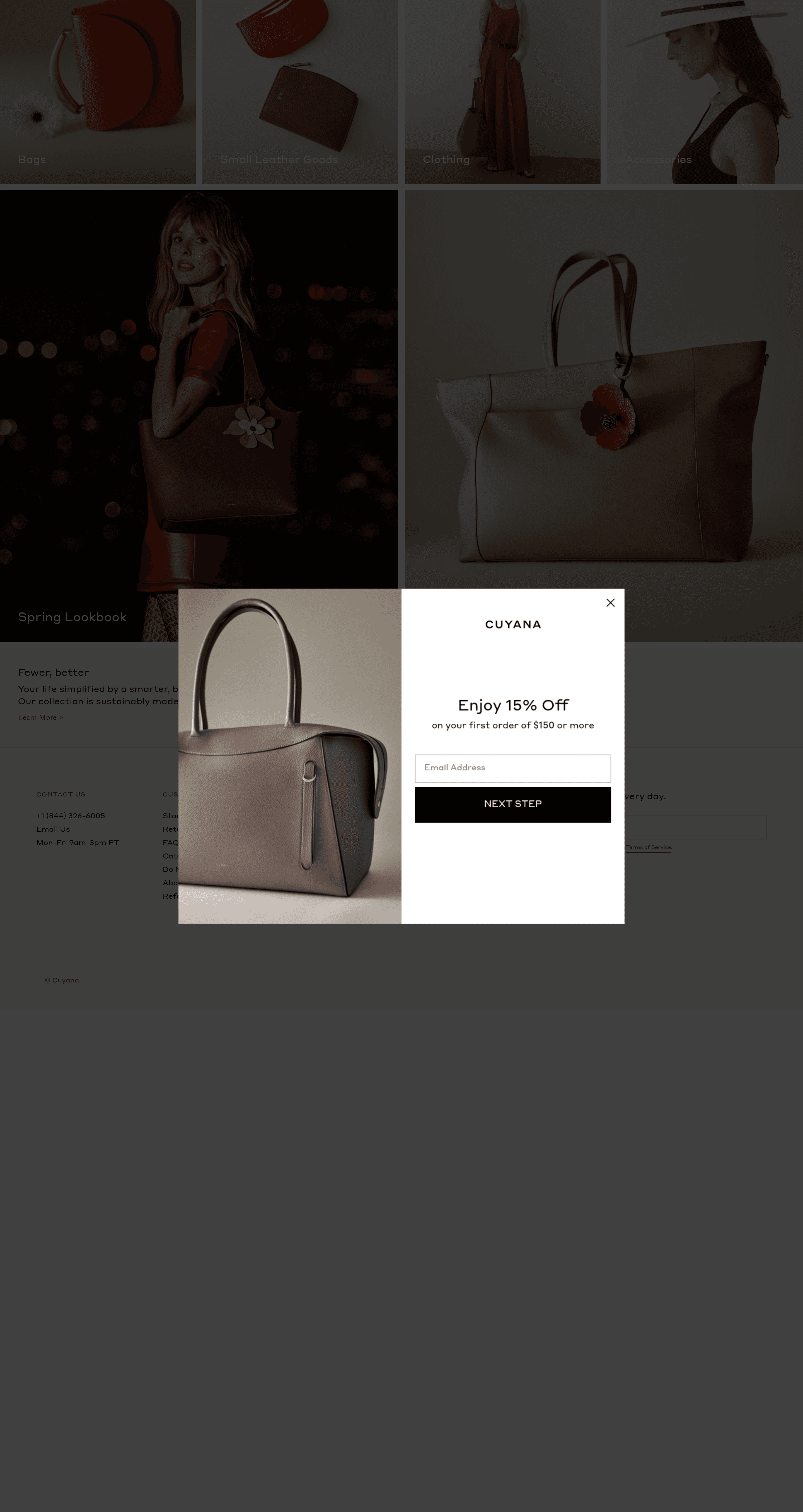 Cuyana ecommerce landing page screenshot