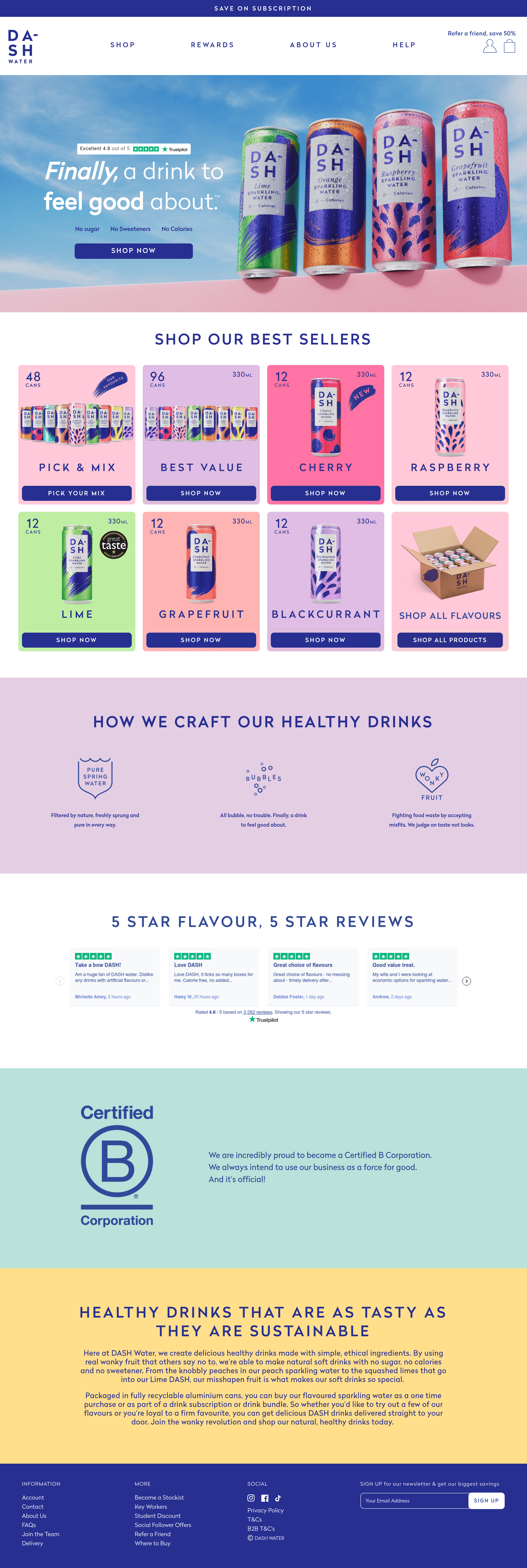 DASH Water ecommerce landing page screenshot