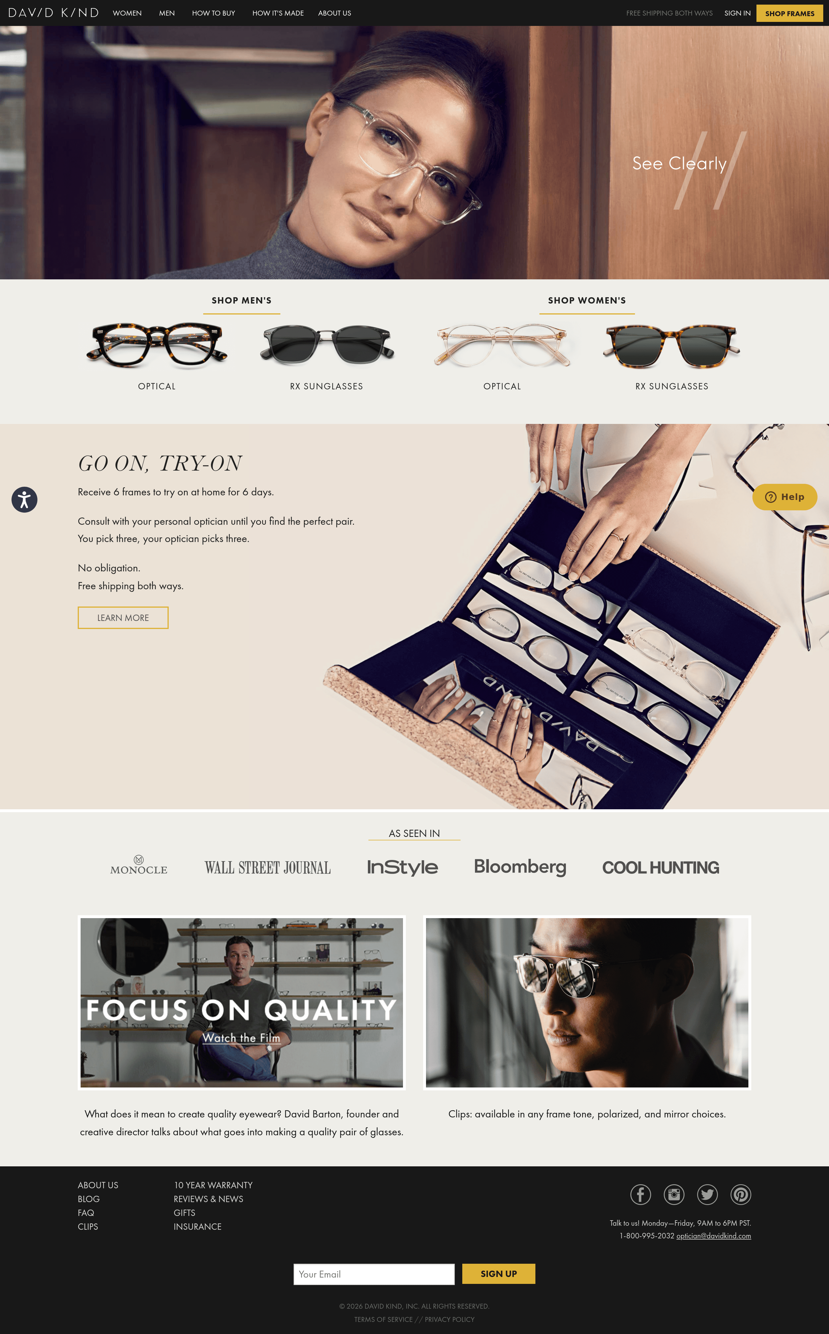 Davidkind ecommerce landing page screenshot