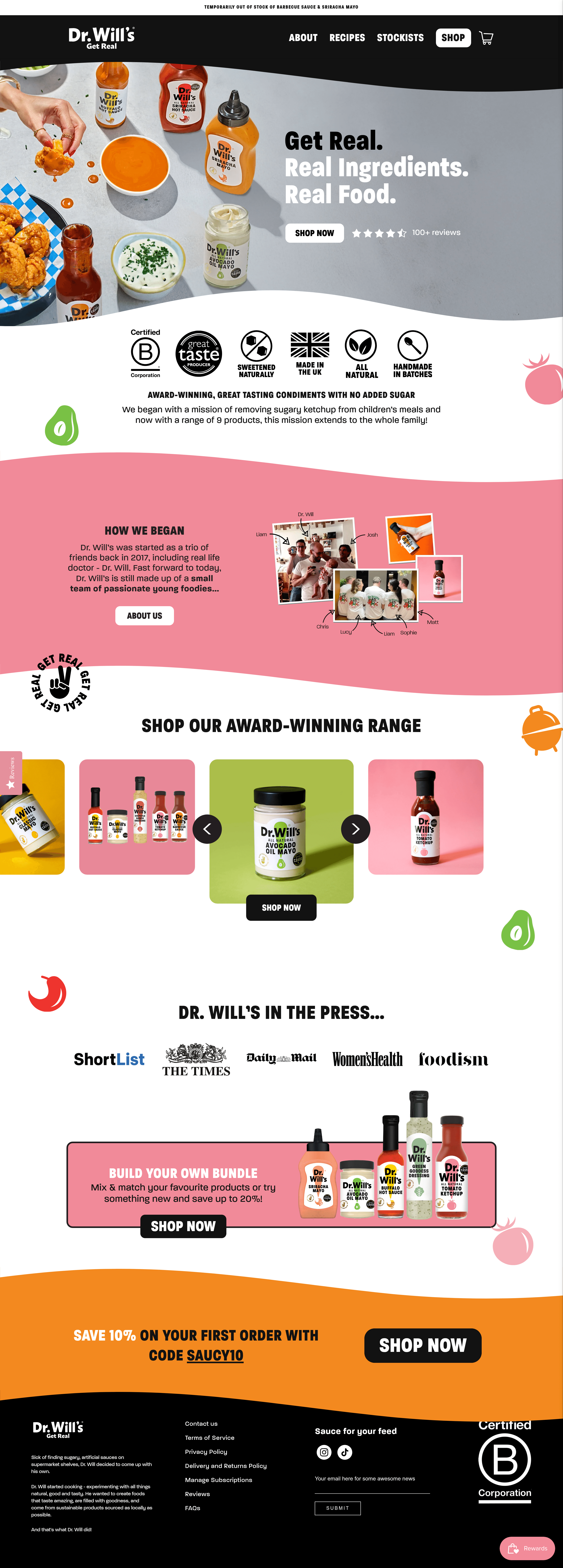 Dr Wills ecommerce landing page screenshot