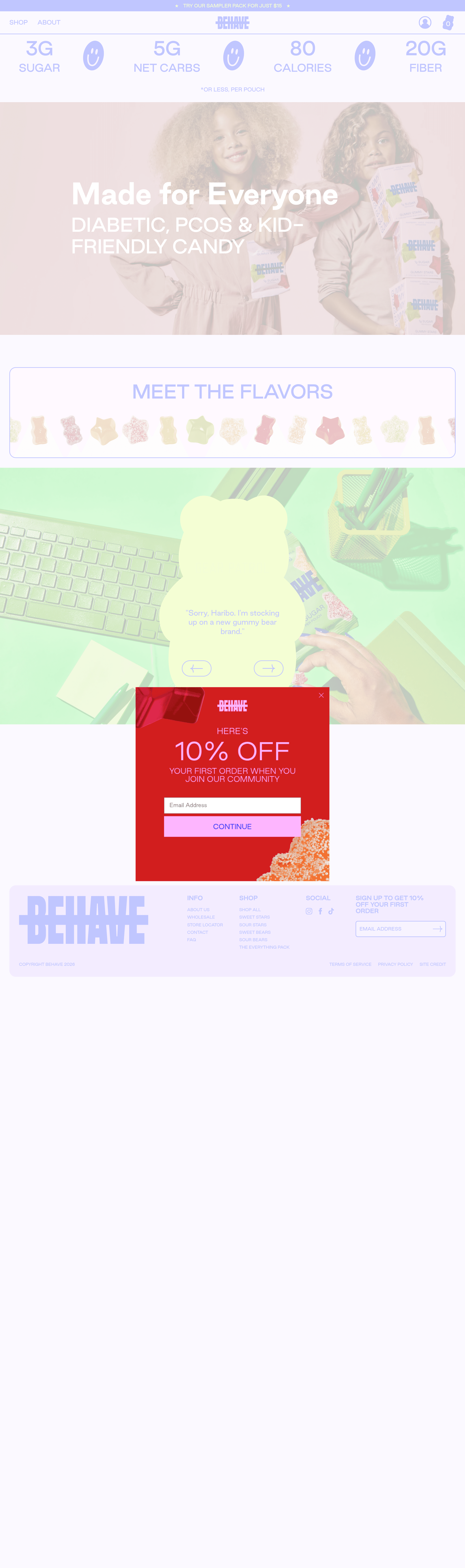 Eatbehave ecommerce landing page screenshot