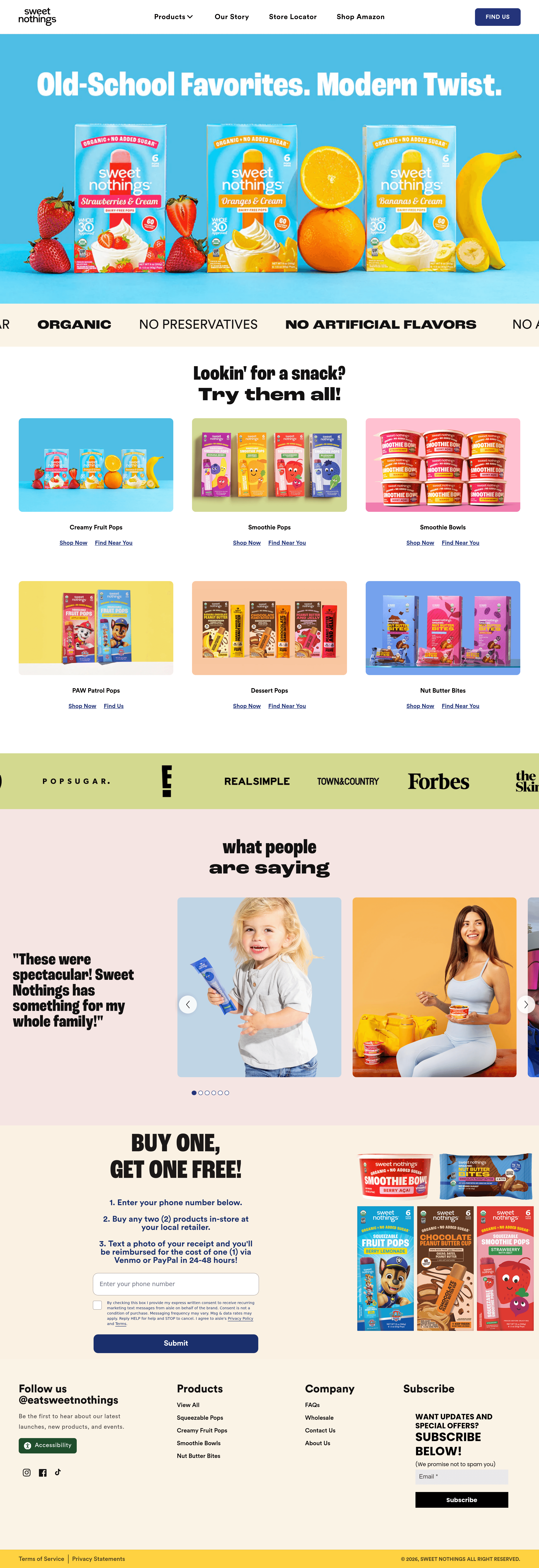Eatsweetnothings ecommerce landing page screenshot