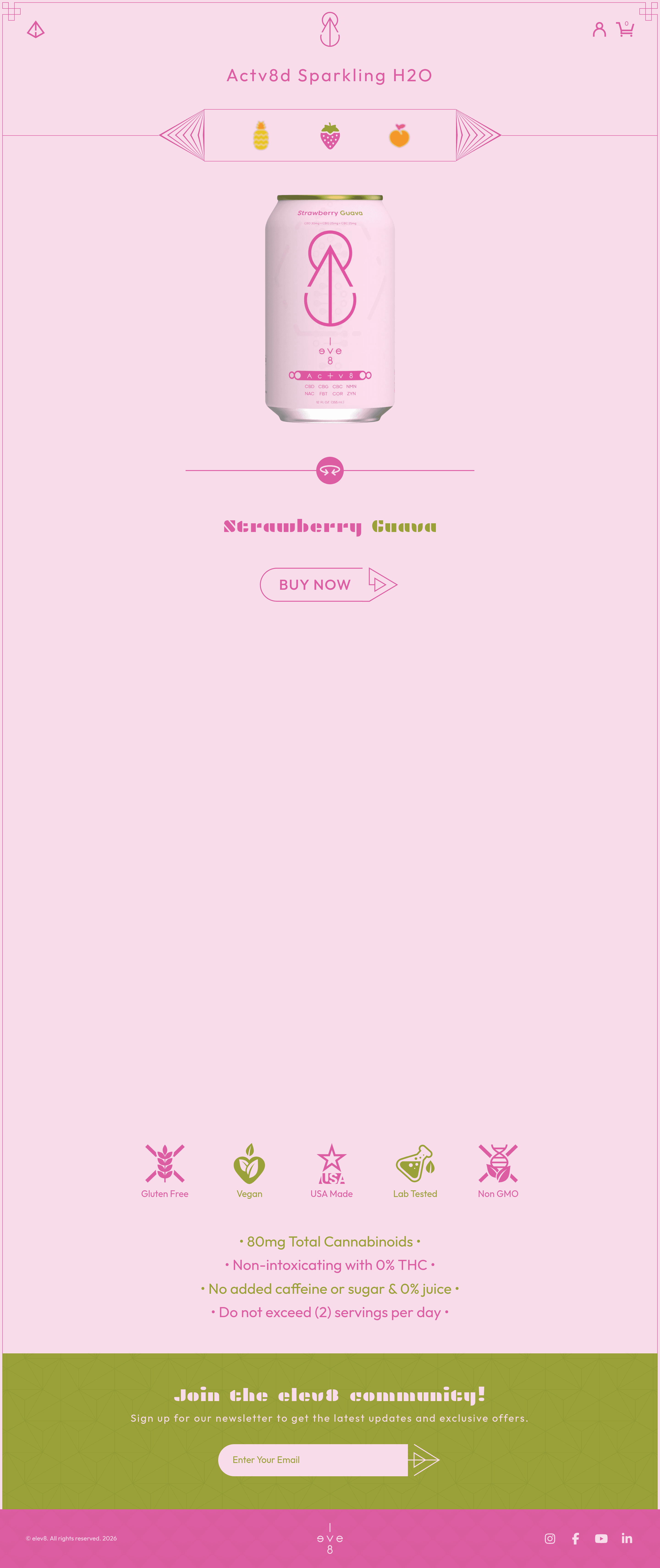 Elev8 H2O ecommerce landing page screenshot