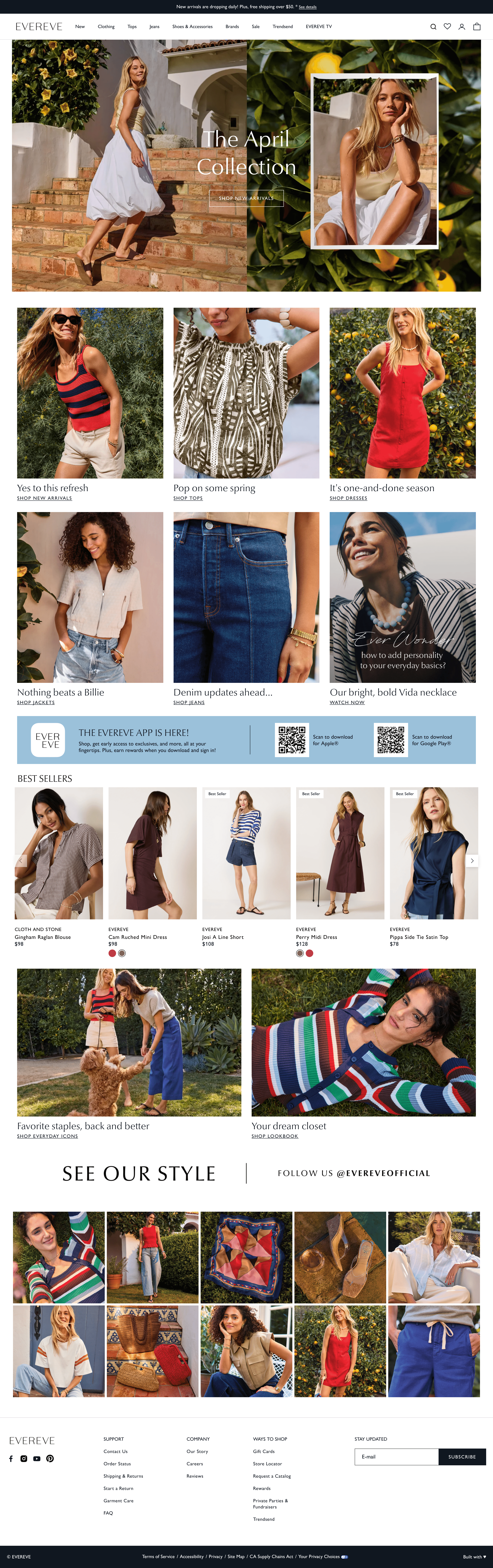 Evereve ecommerce landing page screenshot