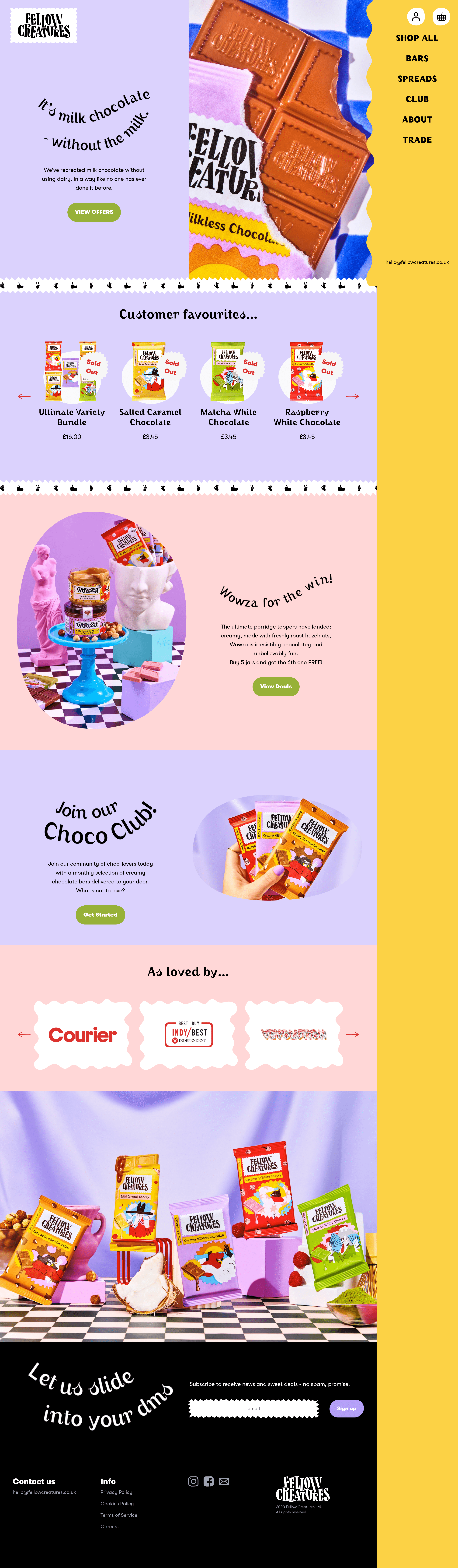 Fellowcreatures ecommerce landing page screenshot