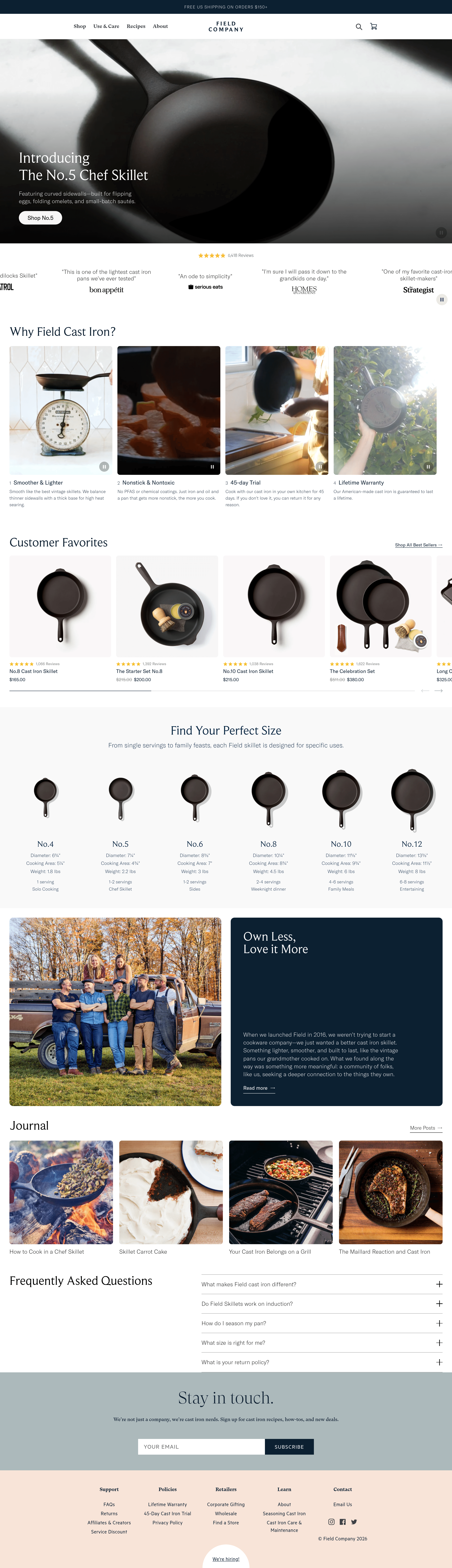 Fieldcompany ecommerce landing page screenshot