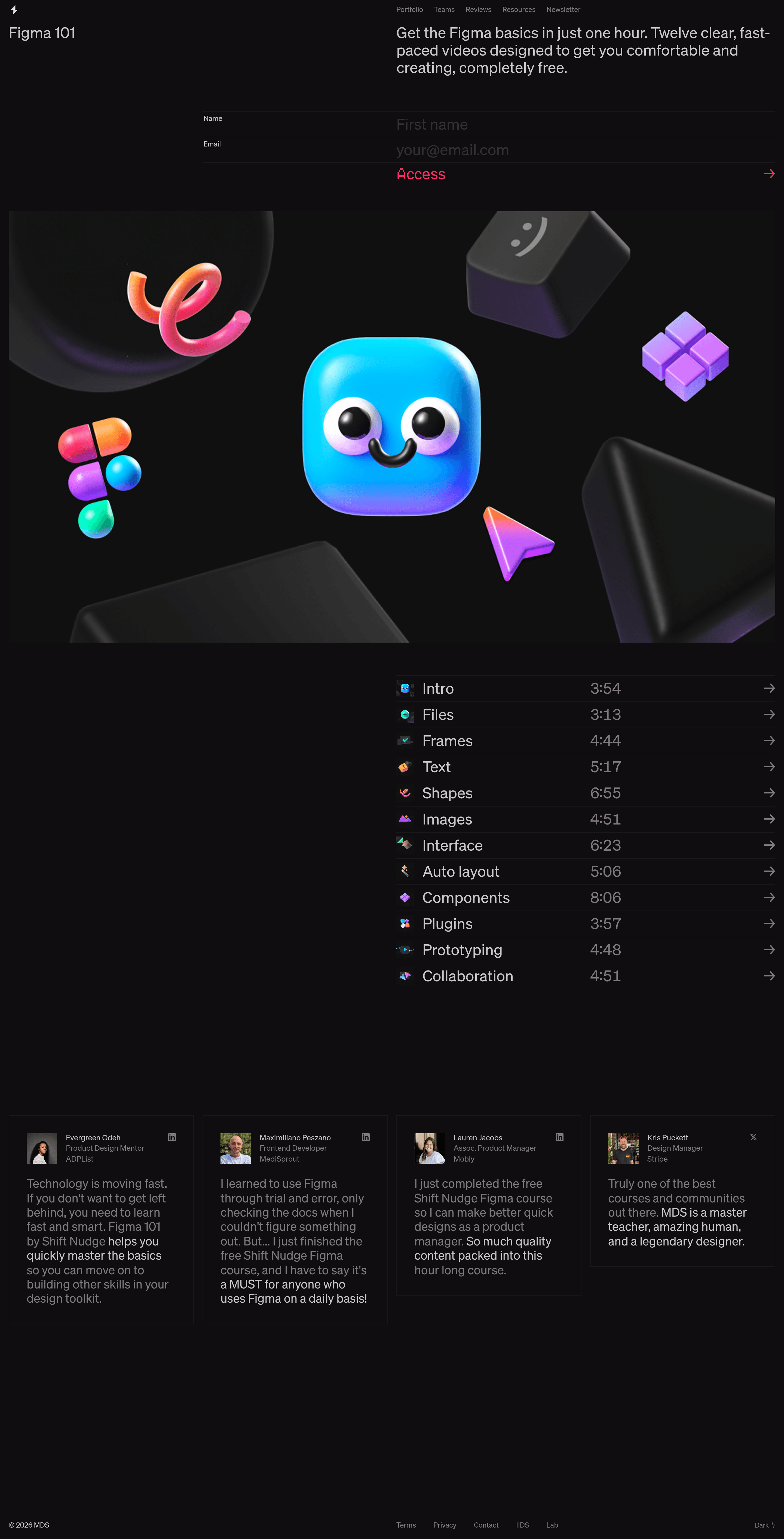 Figma 101 by Shift Nudge ecommerce landing page screenshot
