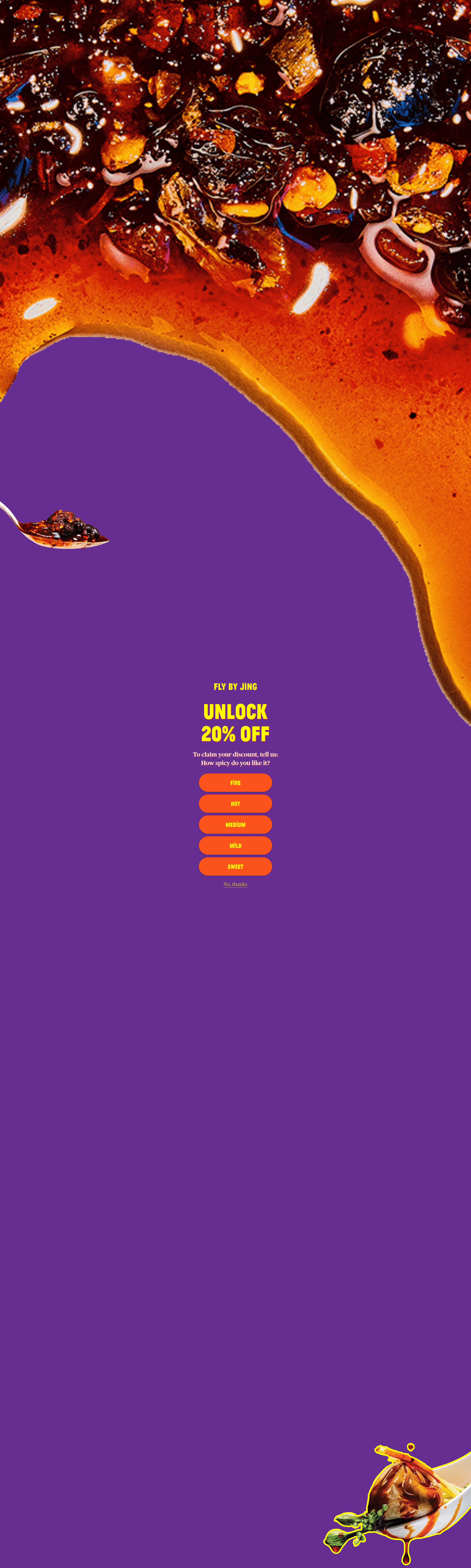 Fly By Jing ecommerce landing page screenshot
