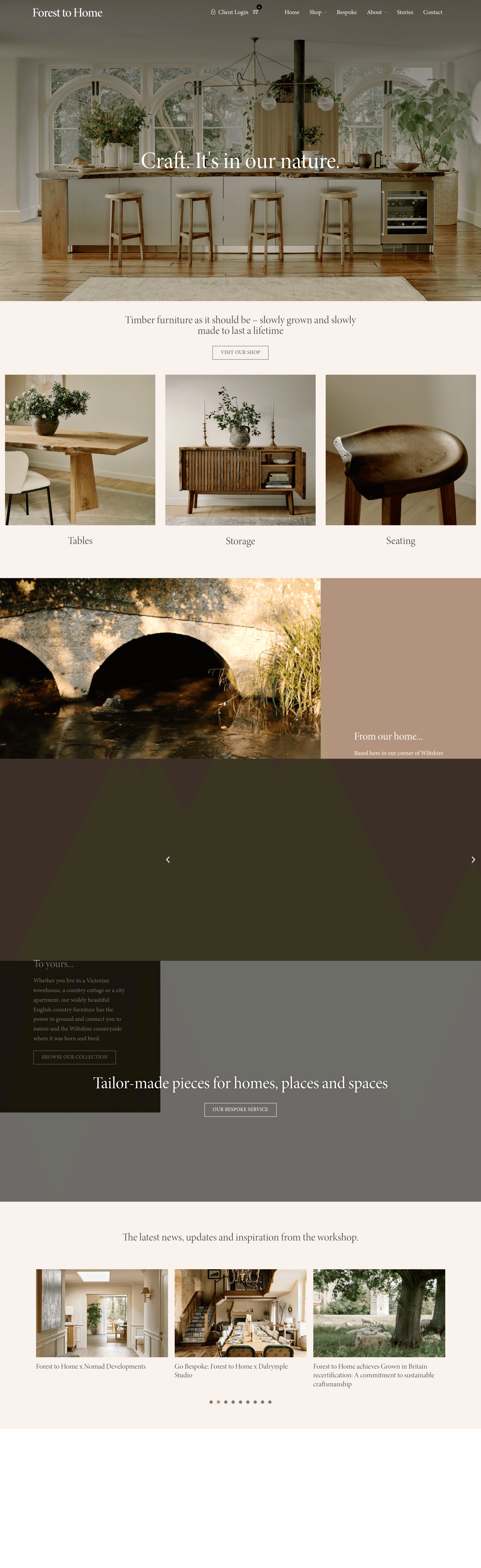 Forest to Home ecommerce landing page screenshot