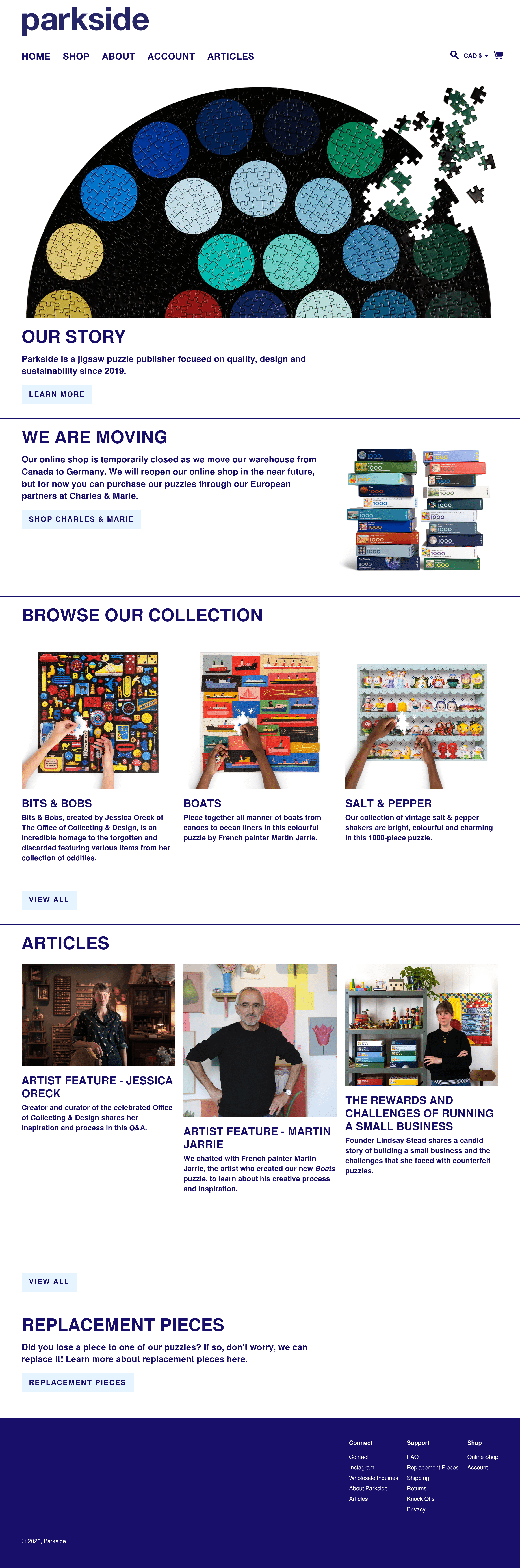 Four Point Puzzles ecommerce landing page screenshot