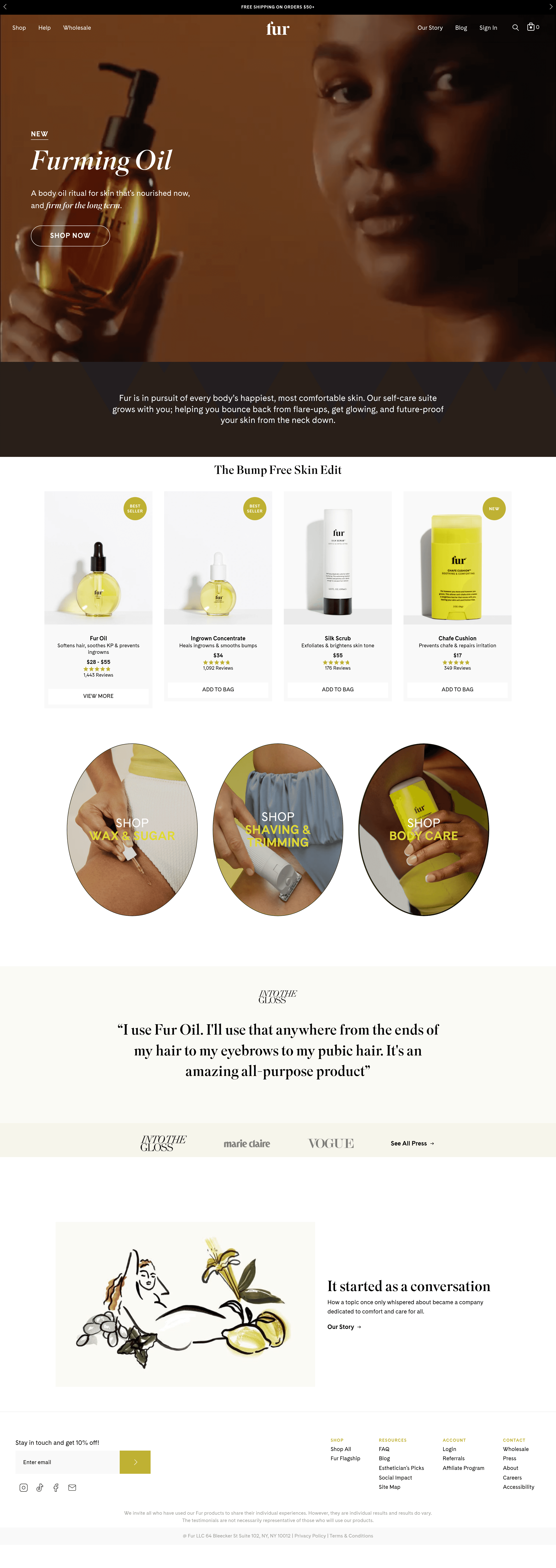 Furyou ecommerce landing page screenshot
