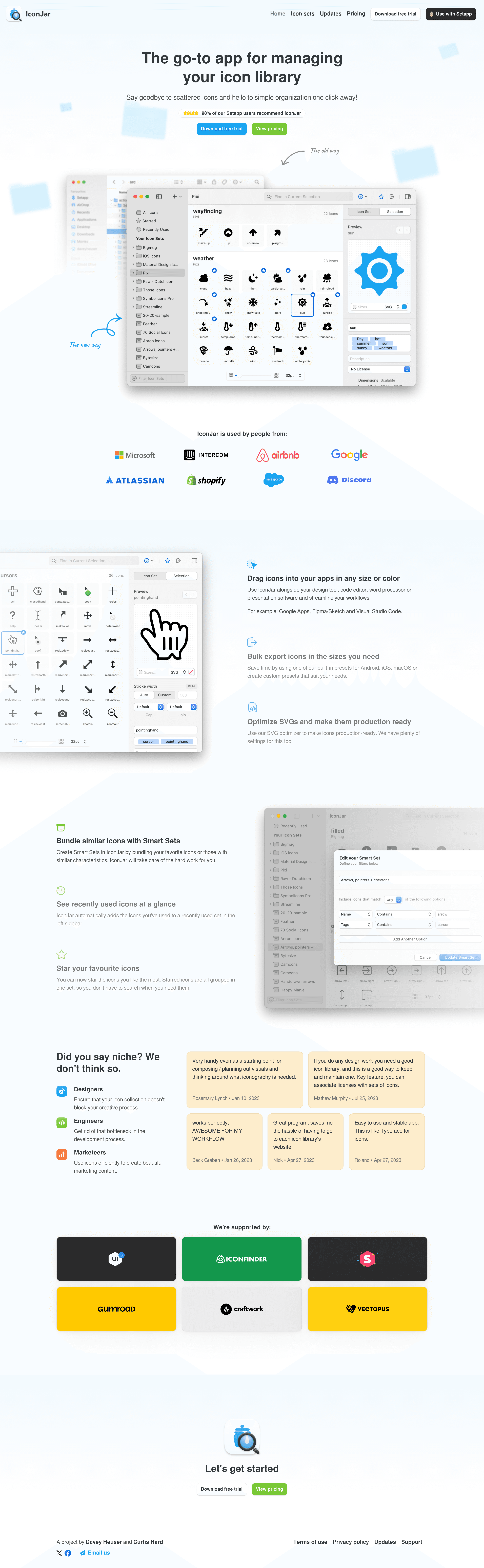 Geticonjar ecommerce landing page screenshot