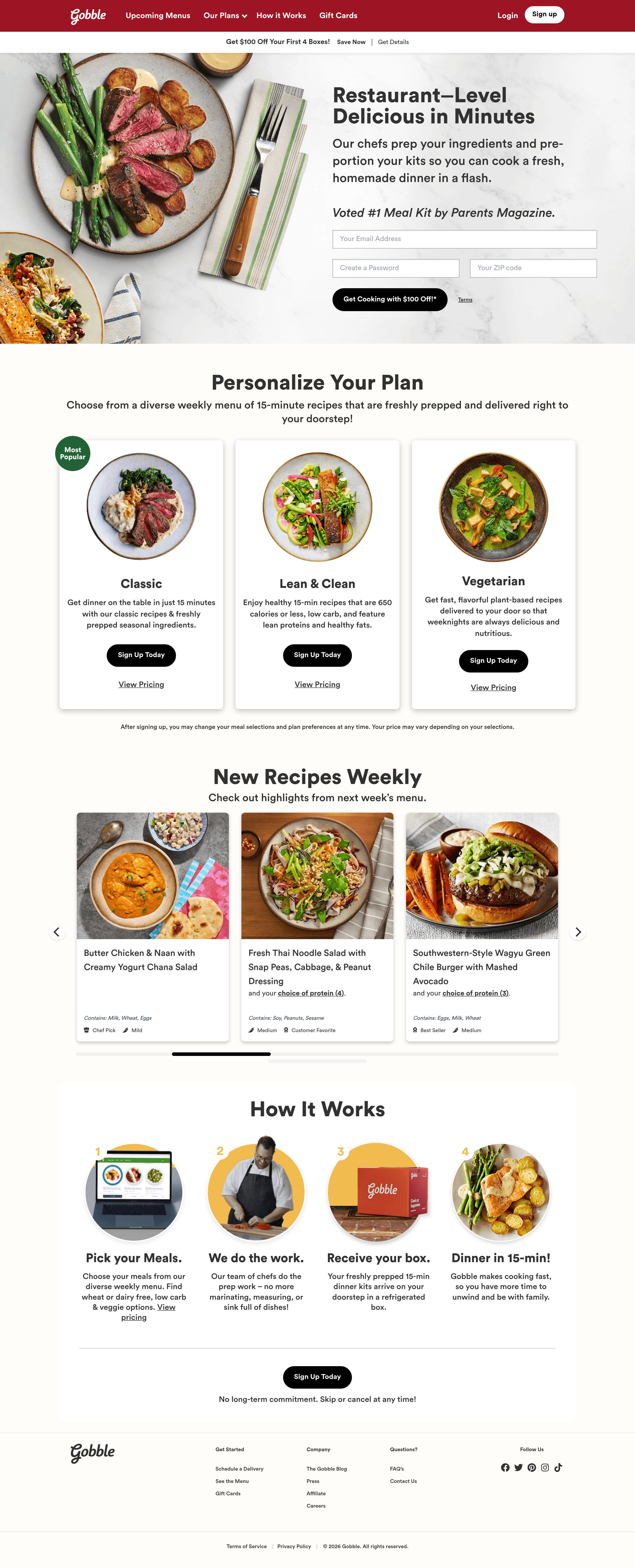 Gobble ecommerce landing page screenshot