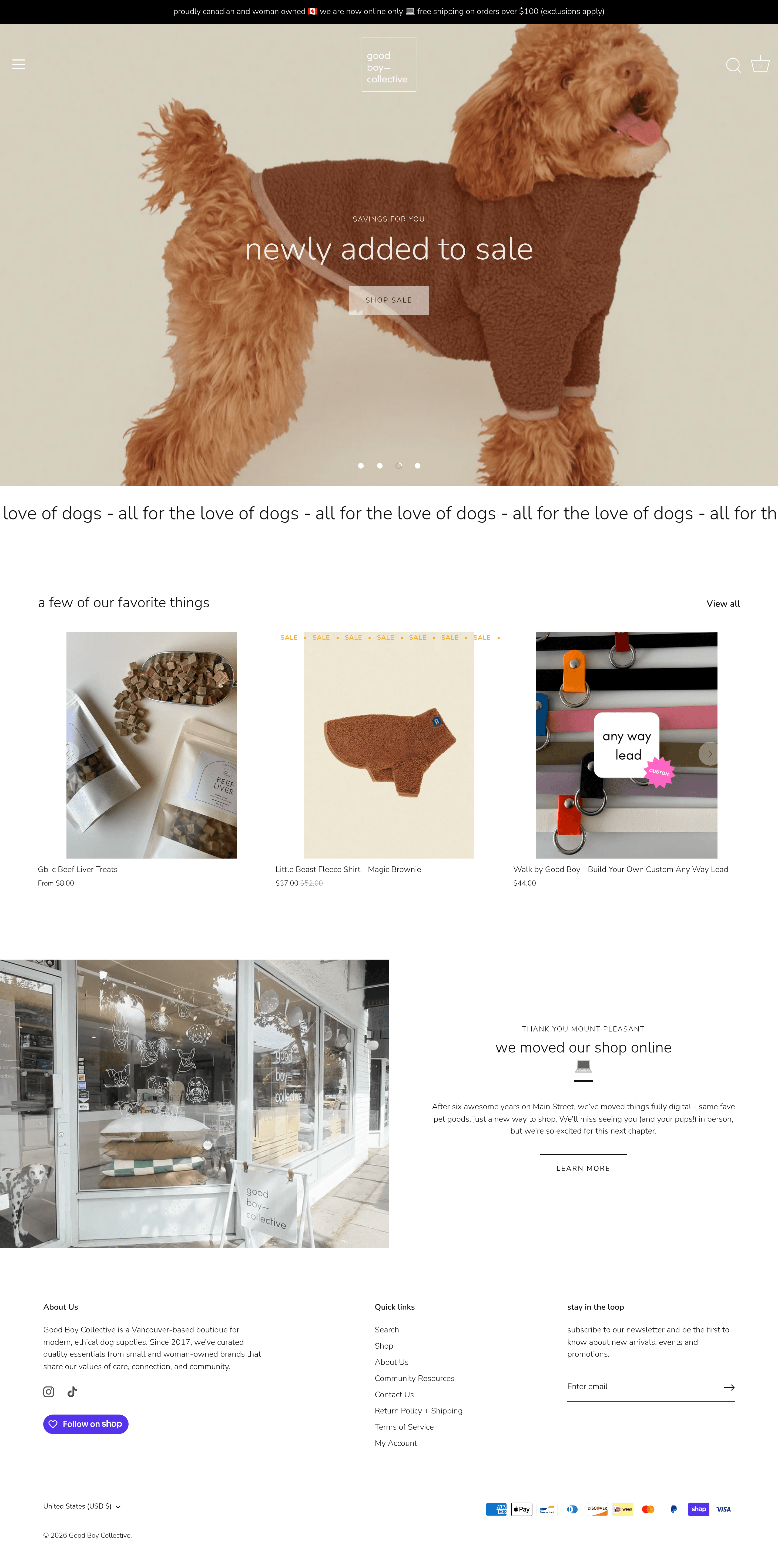 Good Boy ecommerce landing page screenshot