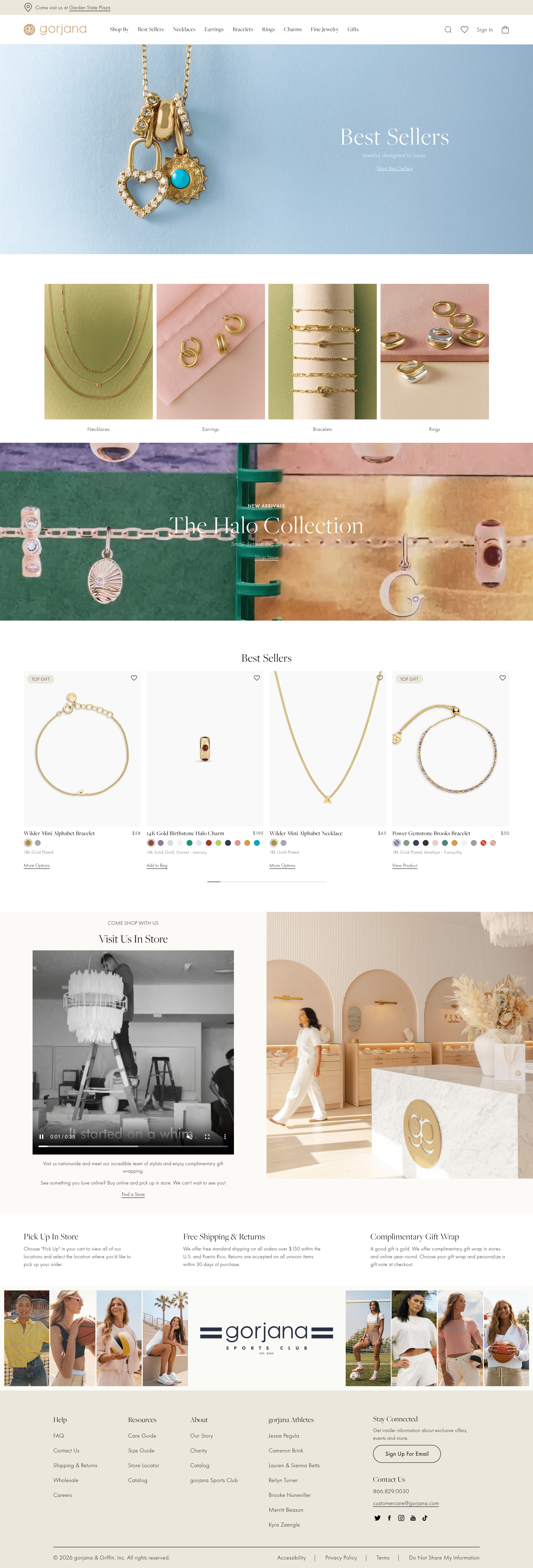 Gorjana ecommerce landing page screenshot