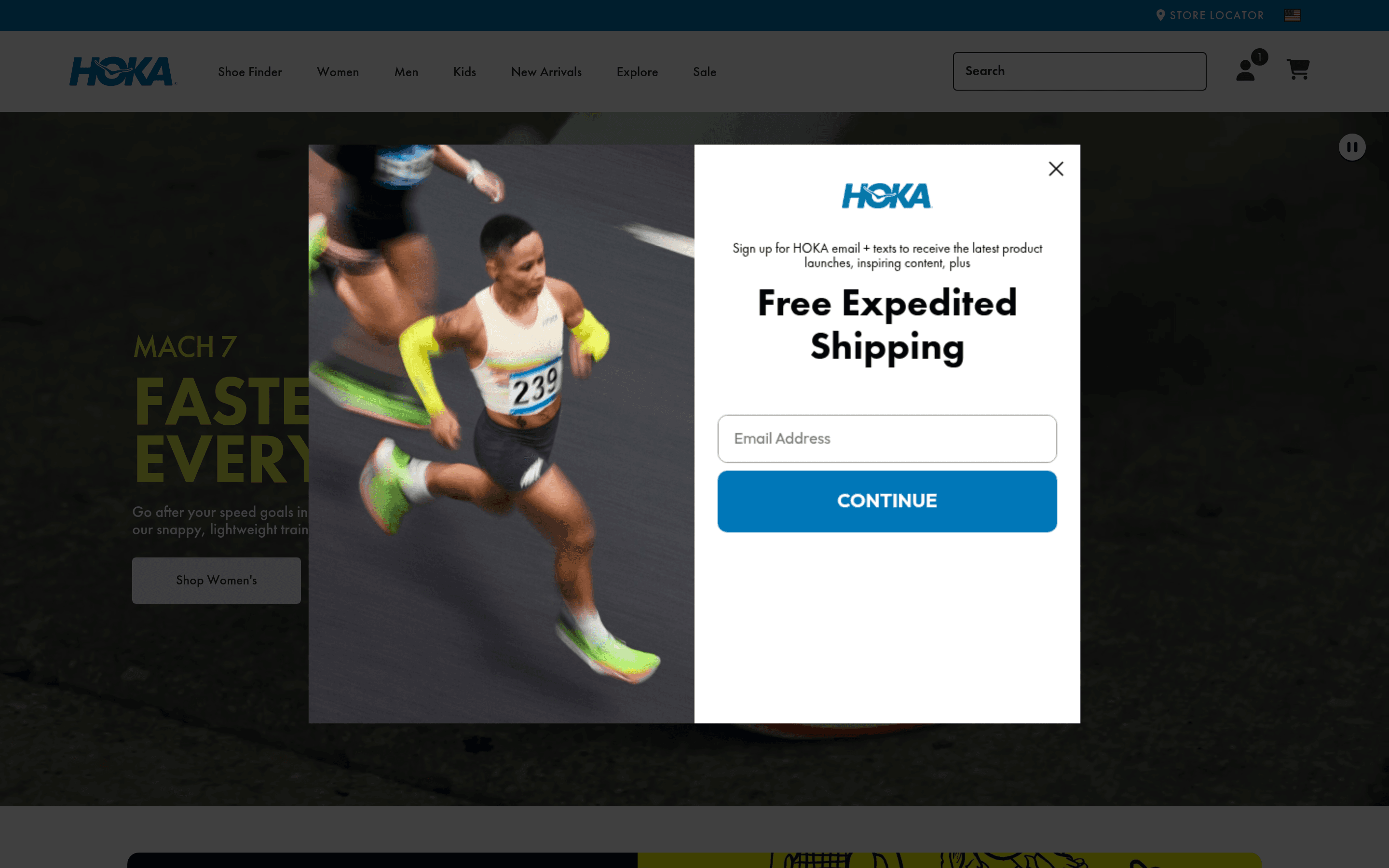 Hoka ecommerce landing page screenshot