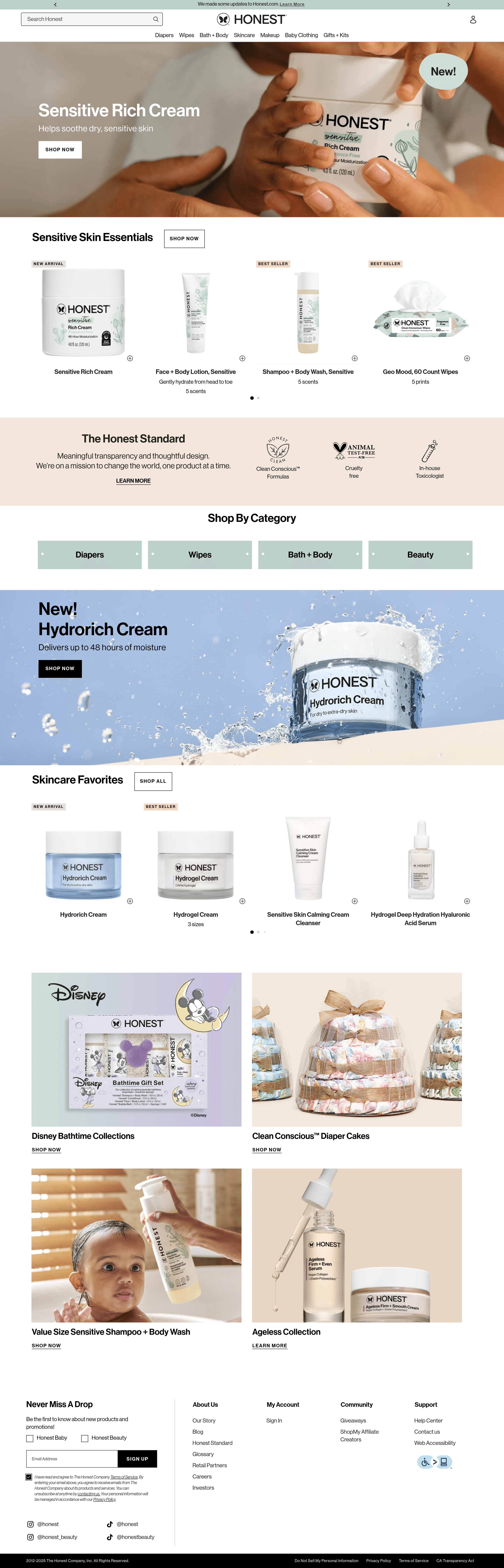 Honest ecommerce landing page screenshot