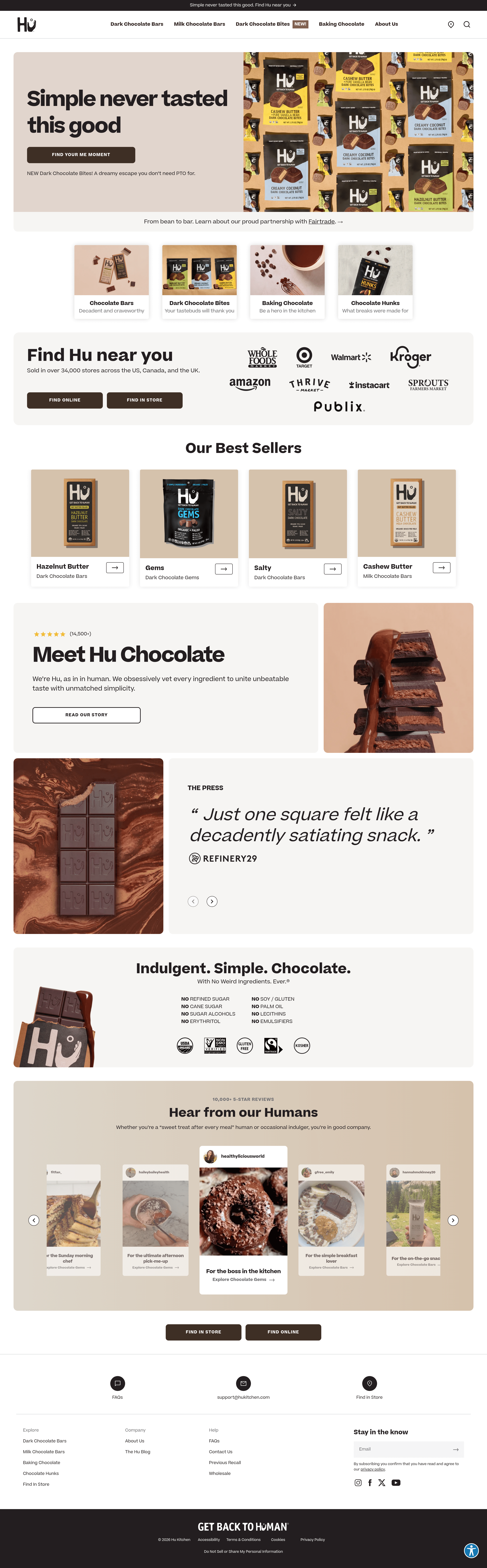 Hu Kitchen ecommerce landing page screenshot