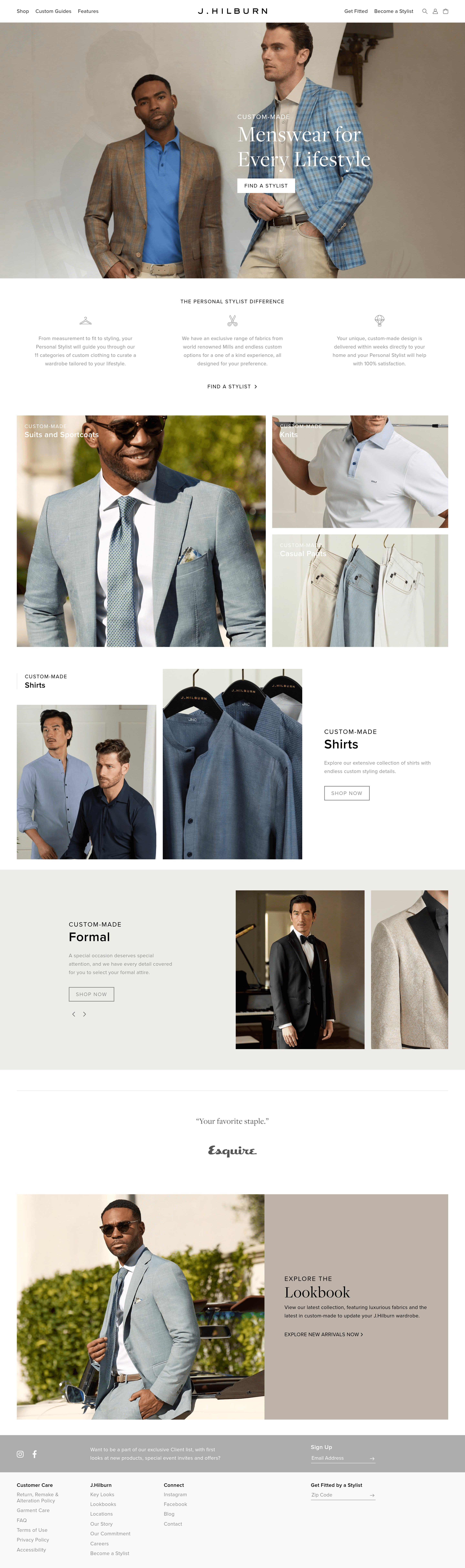 Jhilburn ecommerce landing page screenshot