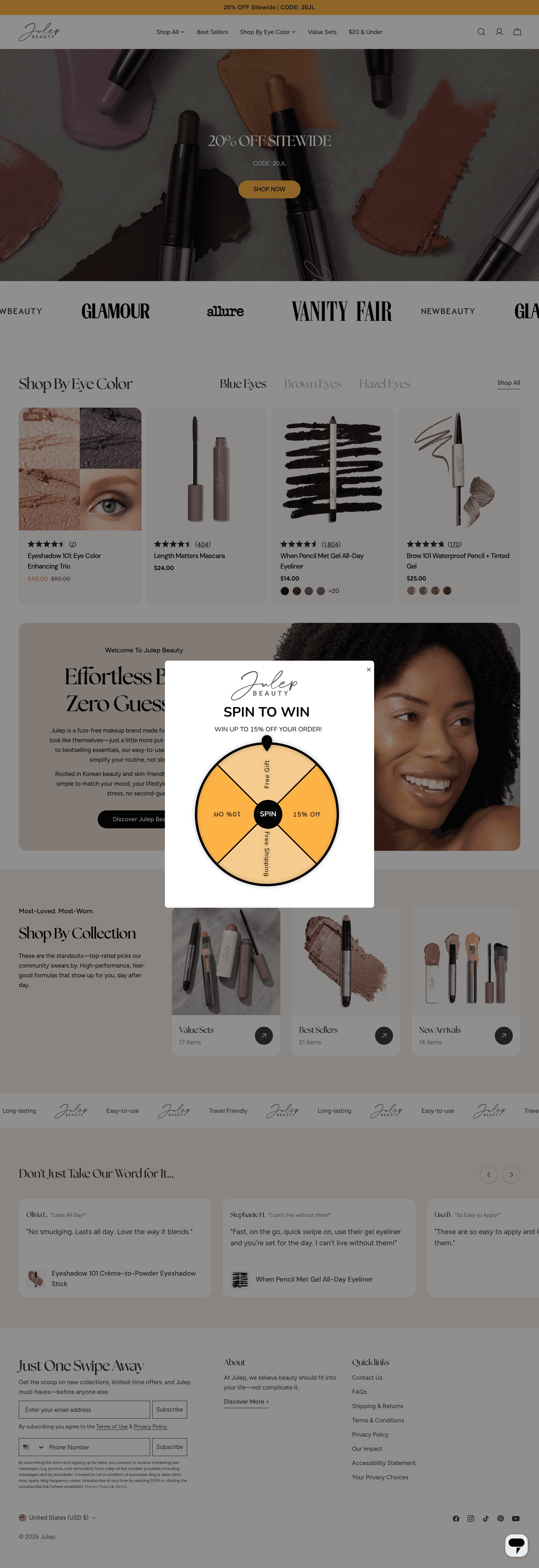 Julep ecommerce landing page screenshot