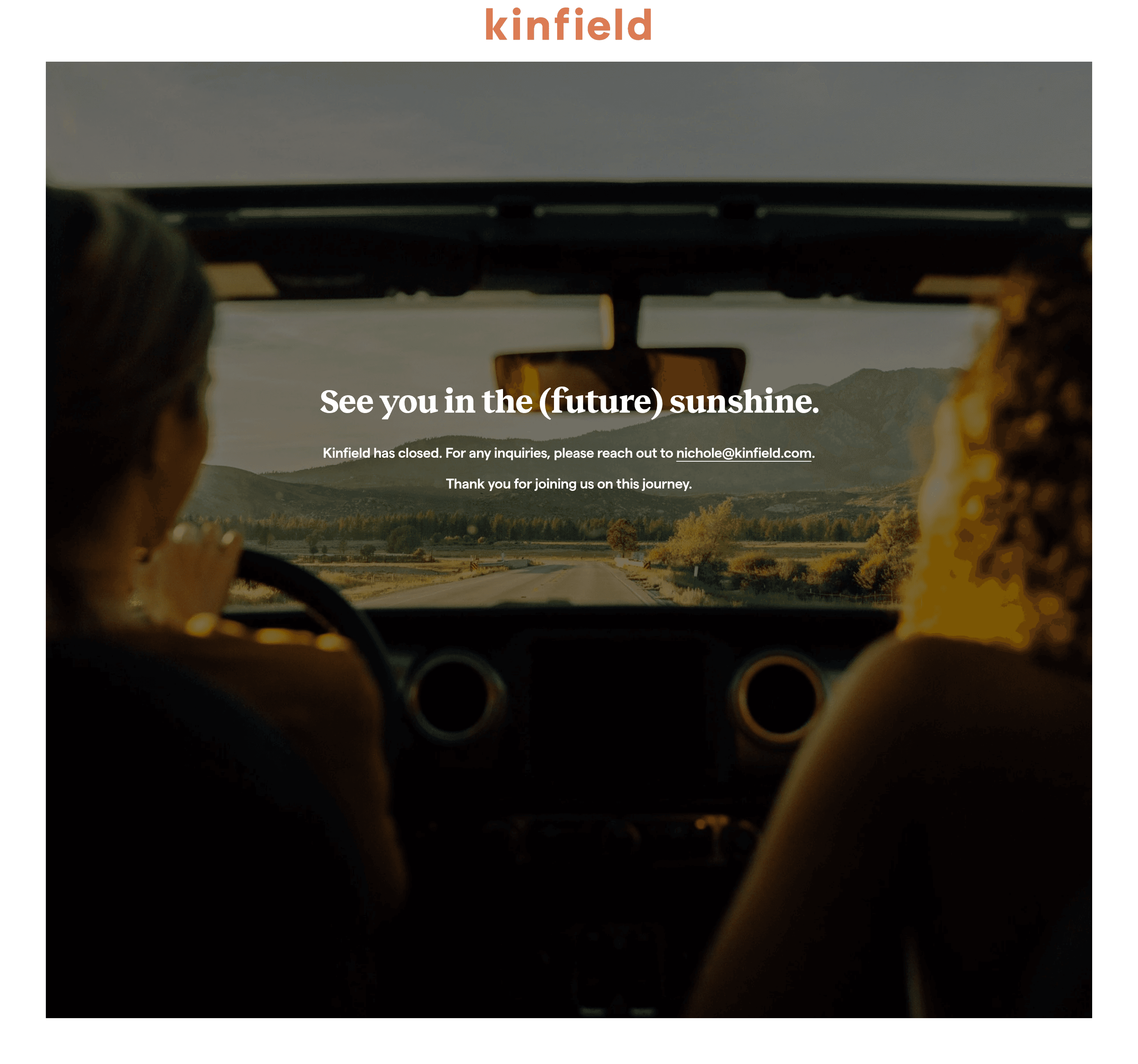 Kinfield ecommerce landing page screenshot