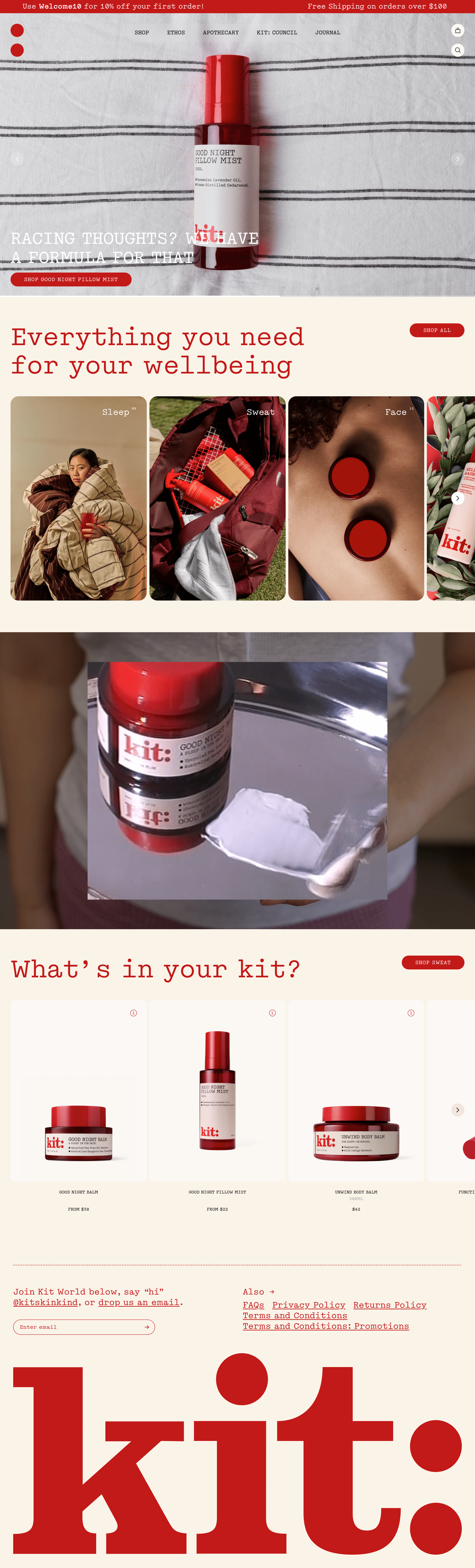 Kit Skinkind ecommerce landing page screenshot