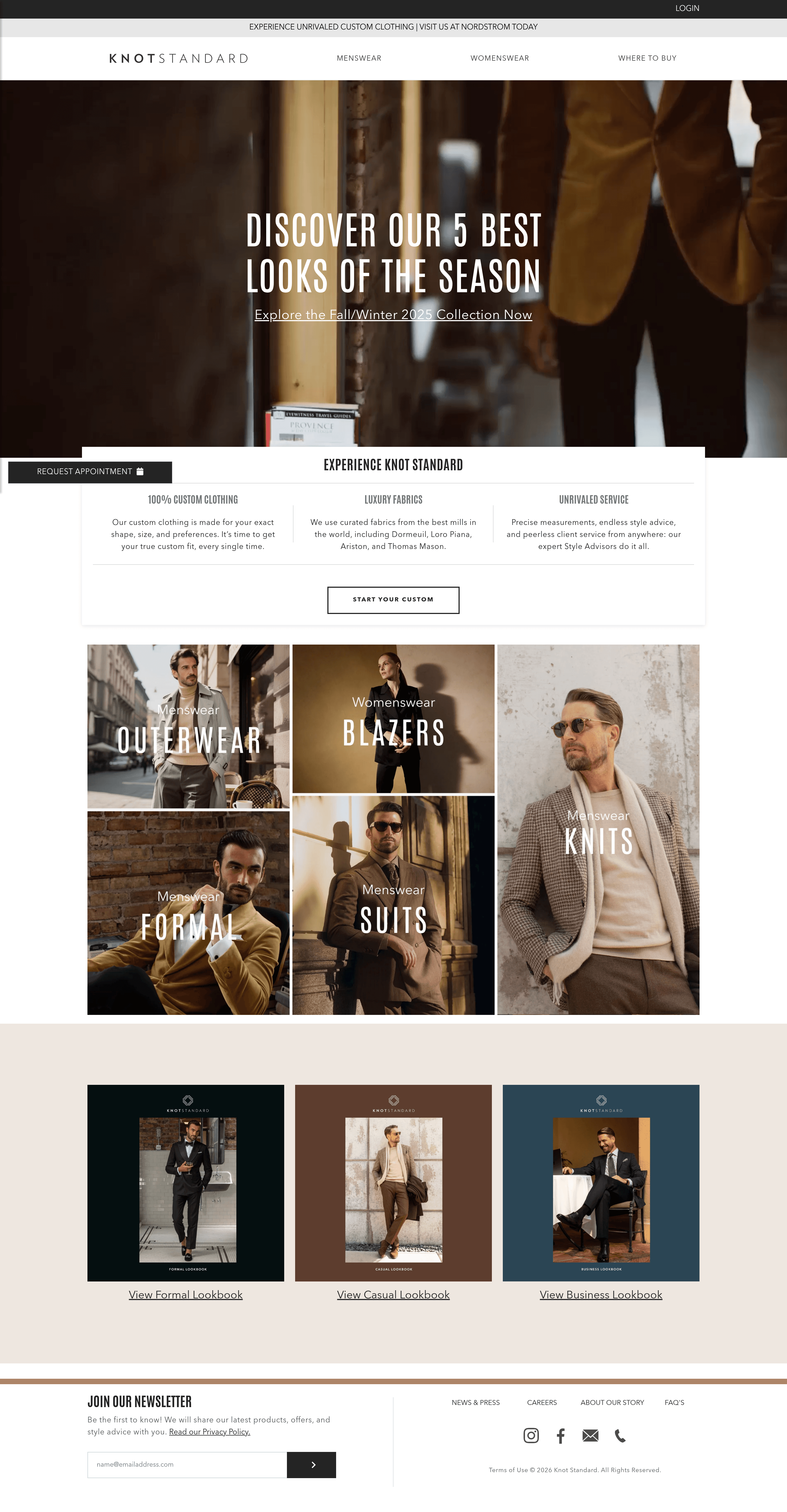 Knotstandard ecommerce landing page screenshot