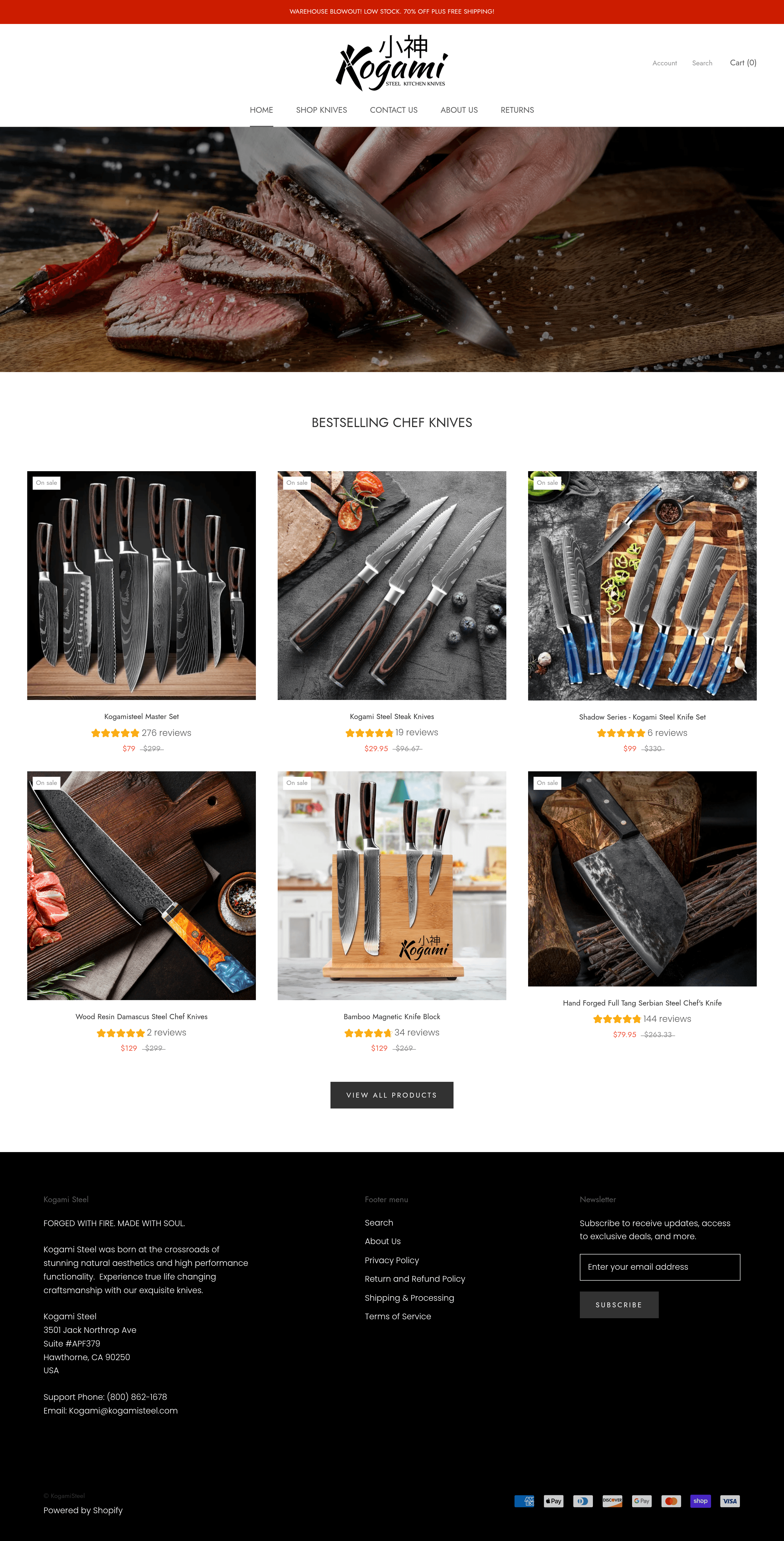 Kogamisteel ecommerce landing page screenshot
