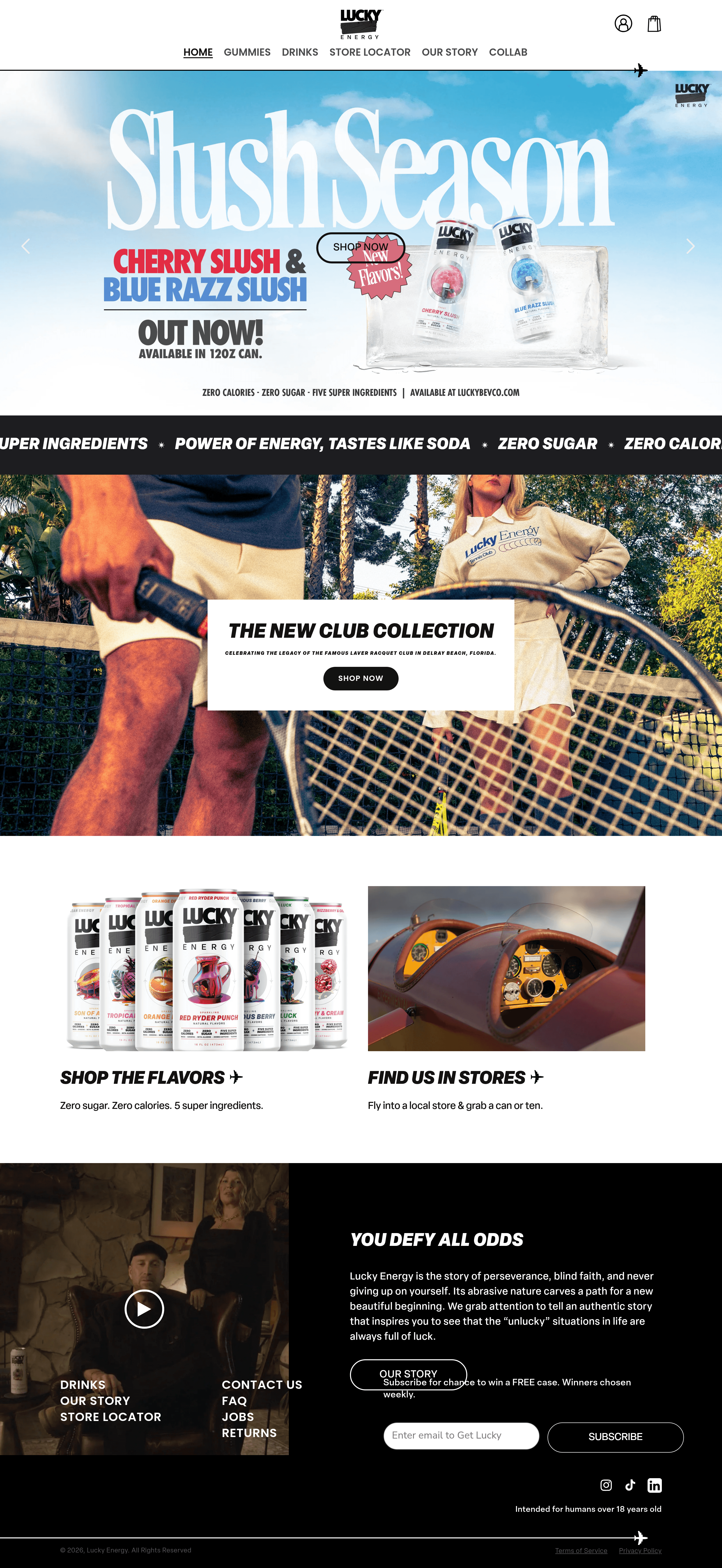 Lucky Energy ecommerce landing page screenshot