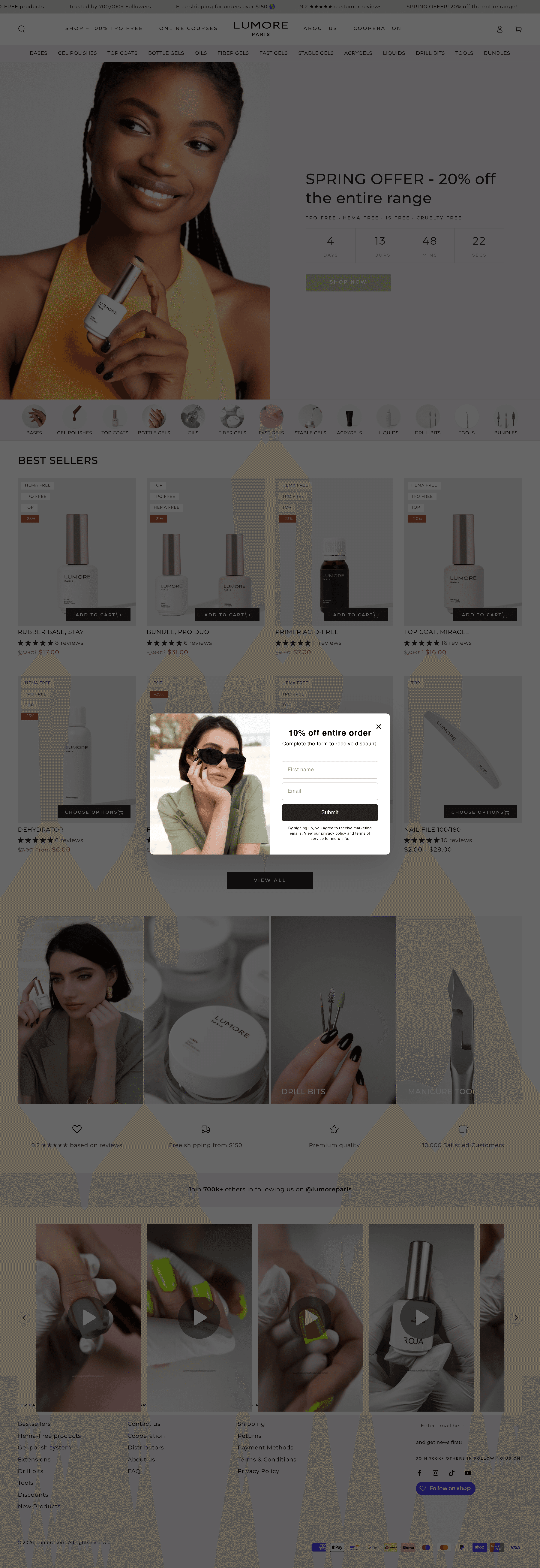 Lumore.com ecommerce landing page screenshot