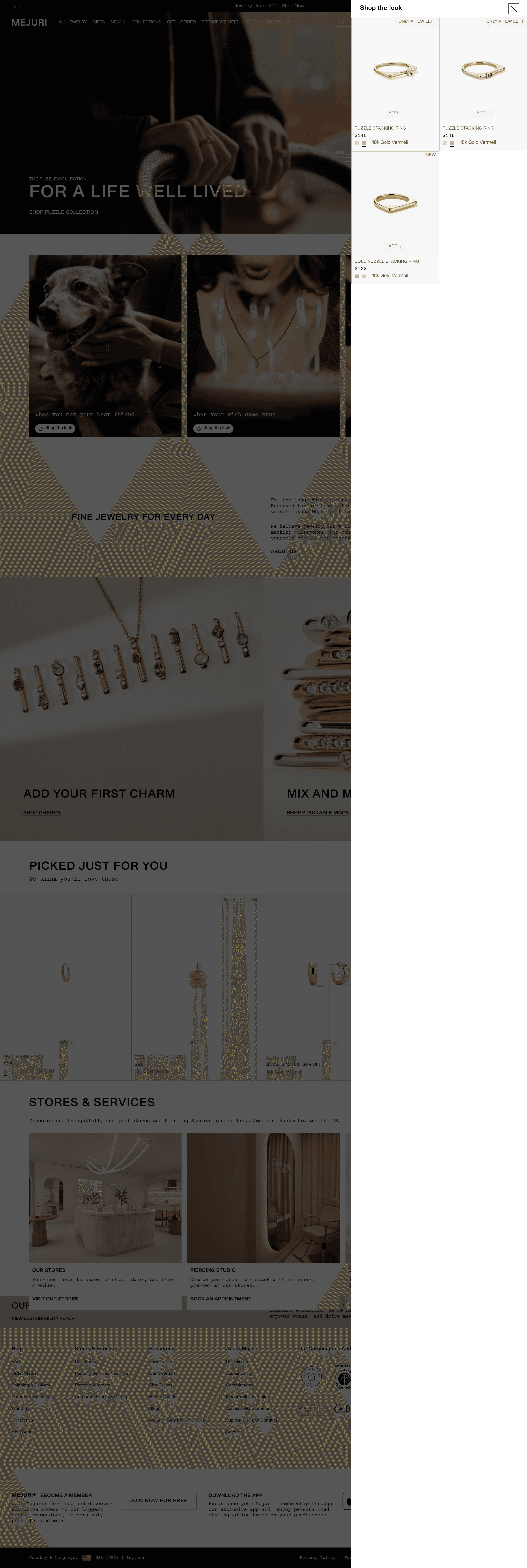 Mejuri ecommerce landing page screenshot
