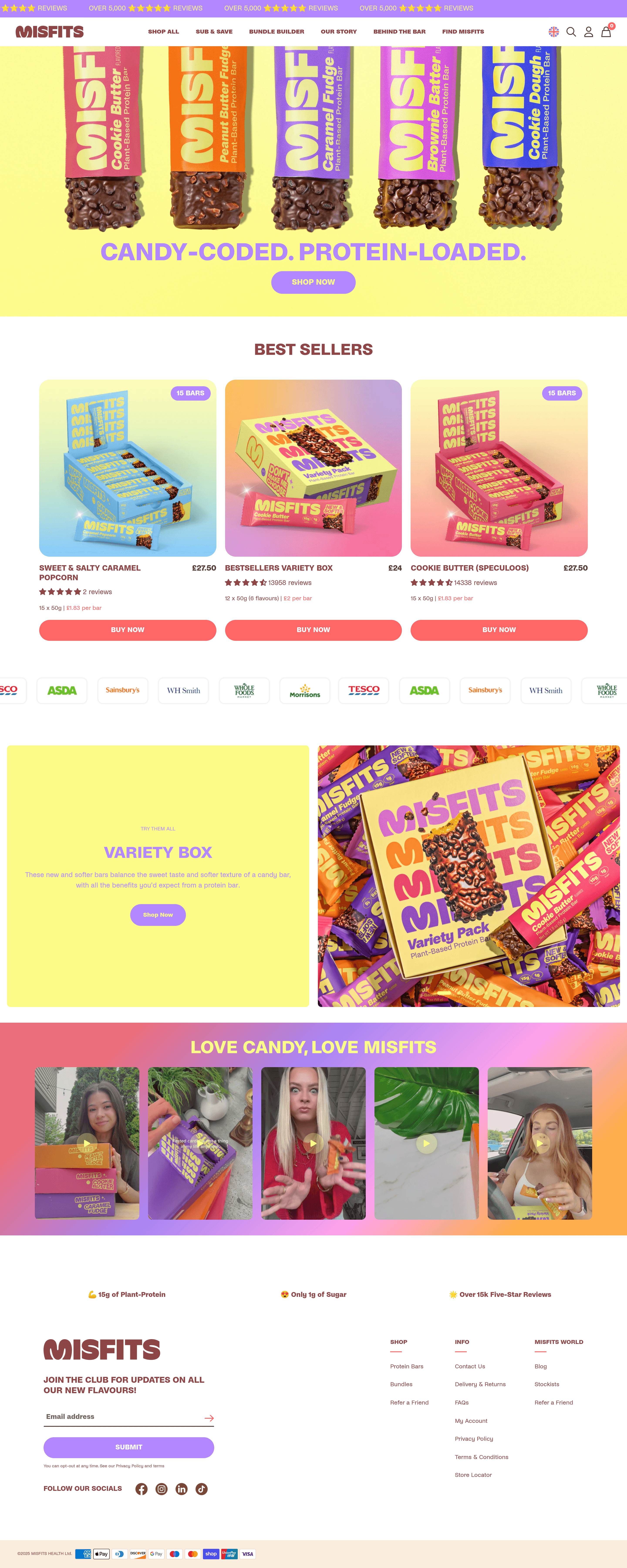 Misfits ecommerce landing page screenshot