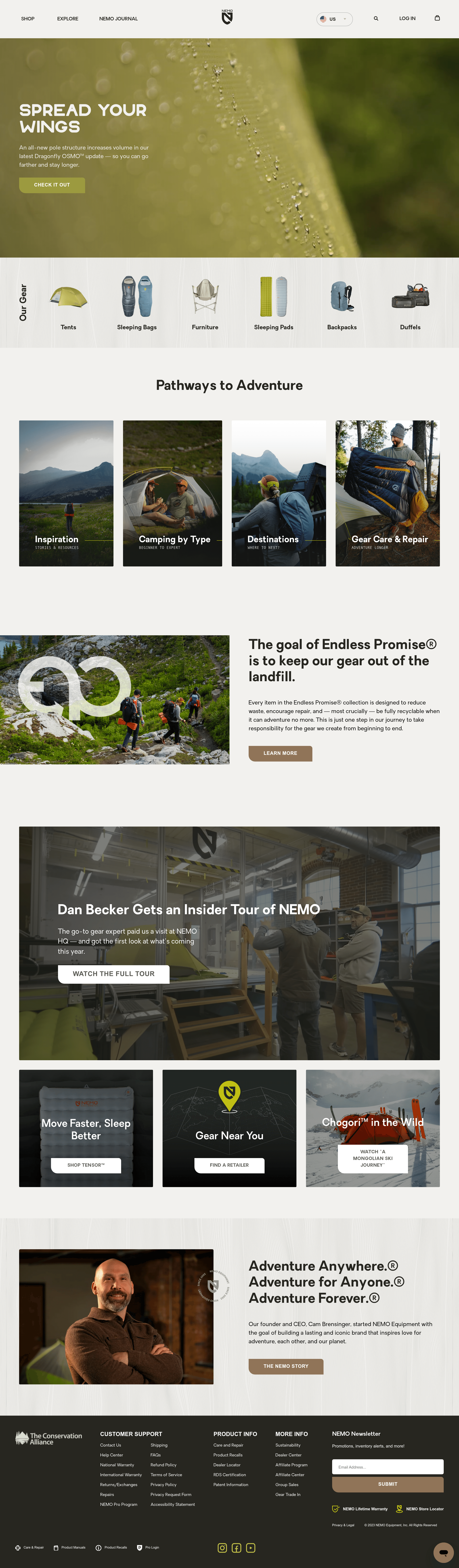 Nemoequipment ecommerce landing page screenshot