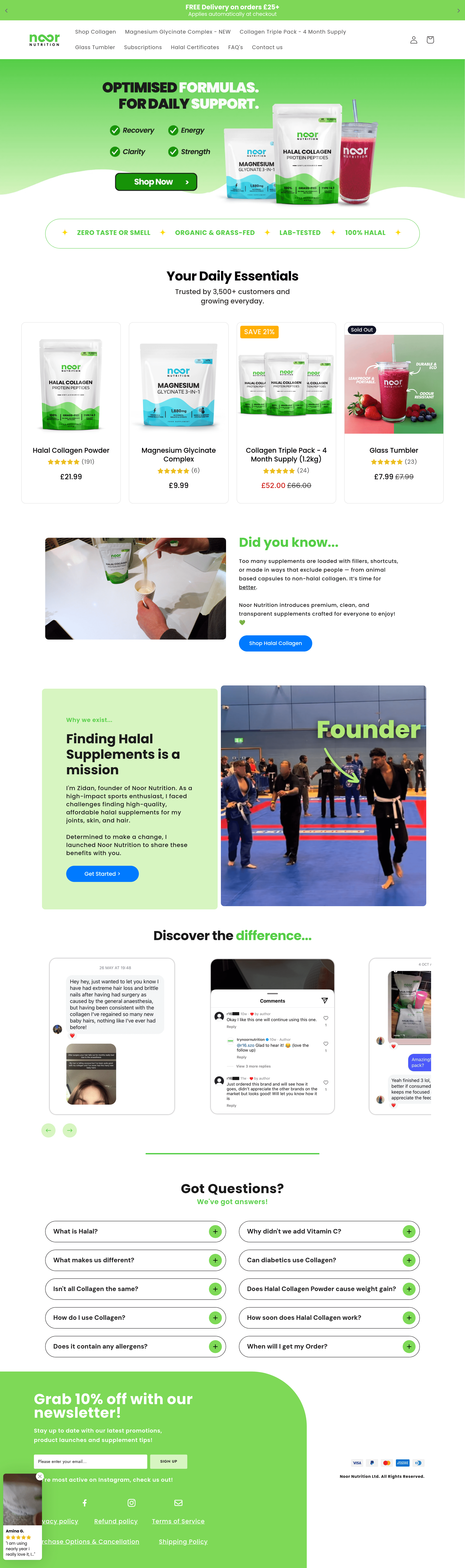 Noornutrition ecommerce landing page screenshot
