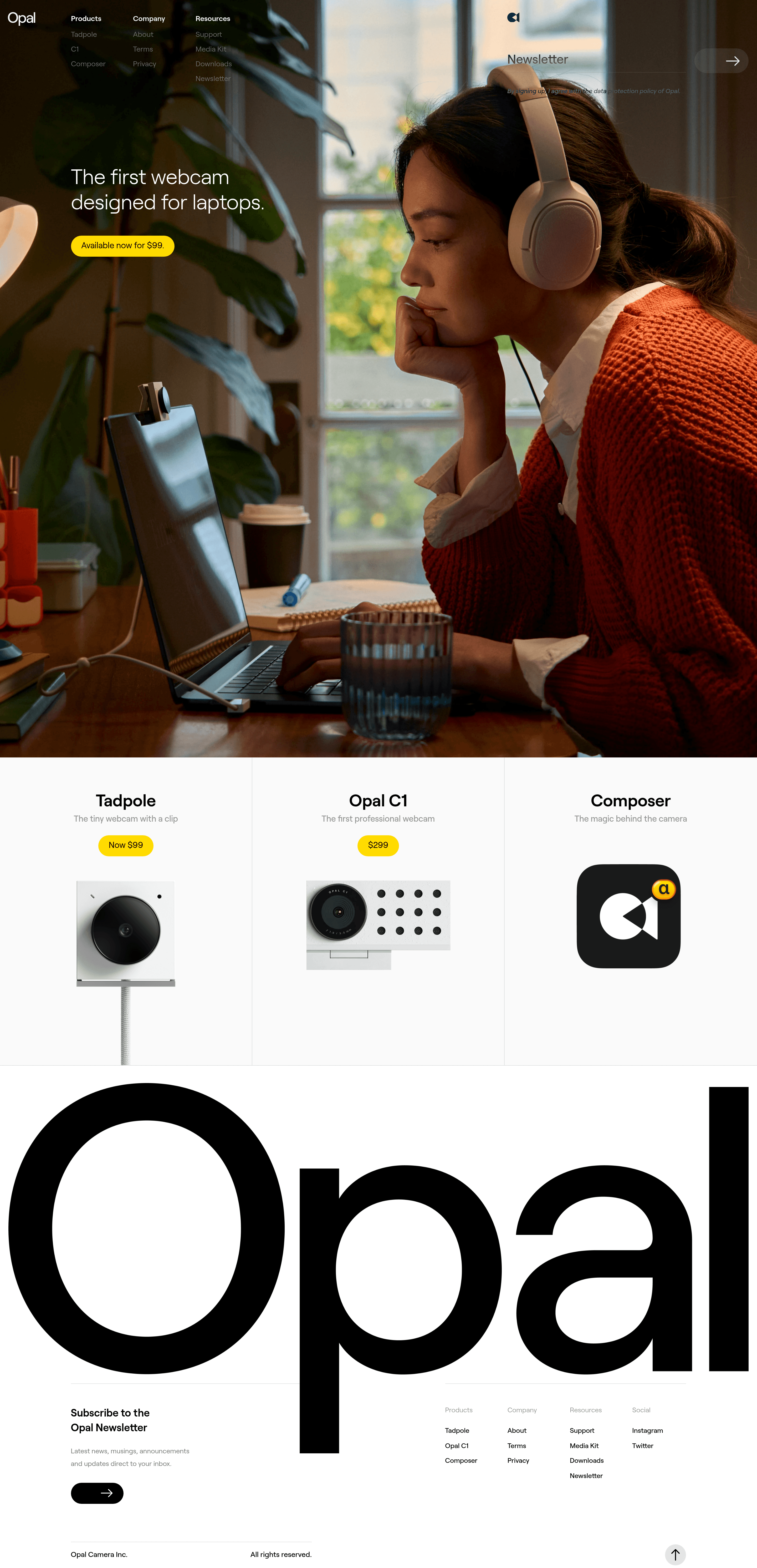 Opal Camera ecommerce landing page screenshot