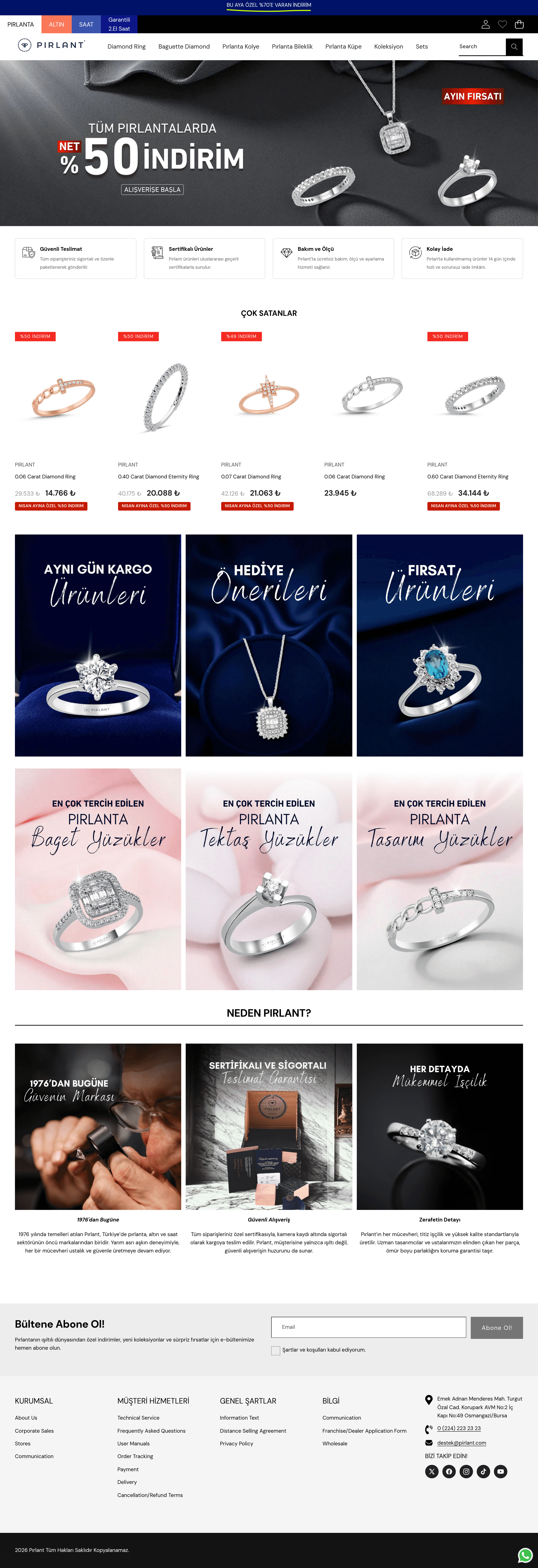 Pırlant ecommerce landing page screenshot