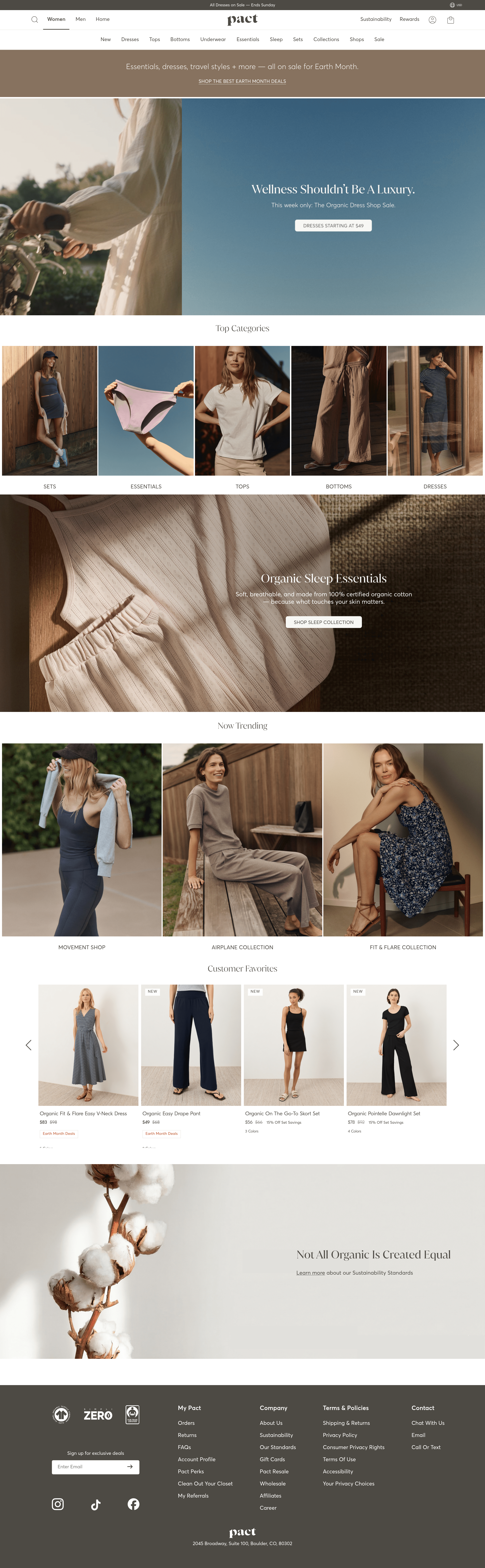 Pact ecommerce landing page screenshot