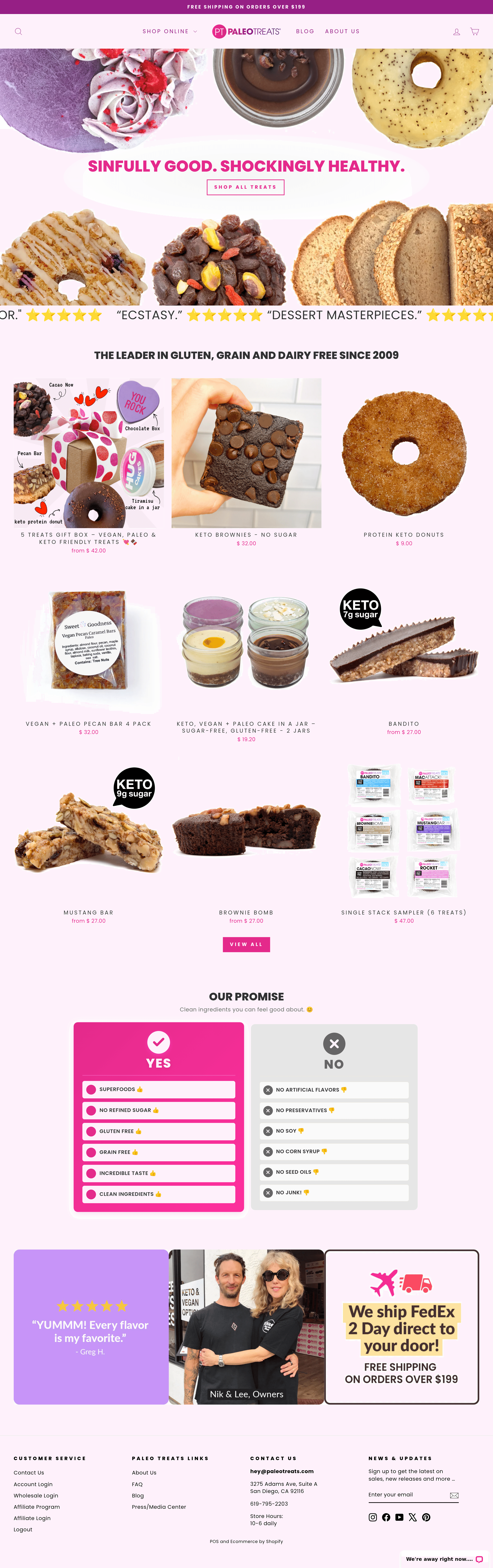 Paleotreats ecommerce landing page screenshot